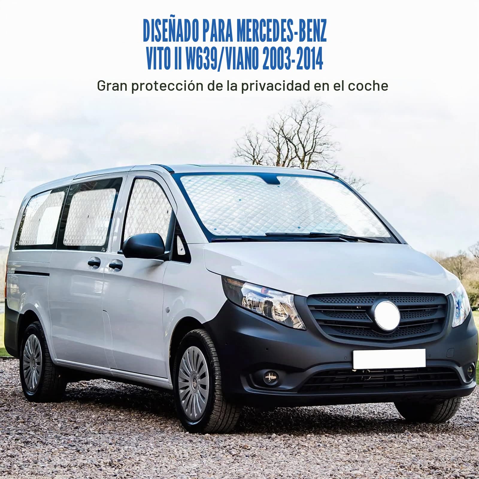 Parasol del Parabrisas Automóvil Reemplazo para Mercedes-Benz Vito W639 / Viano LWB 2003–2014, Juego de 10 Piezas con 45 Ventosas, Cabina del Conductor, Cubierta de Parasol Automóvil