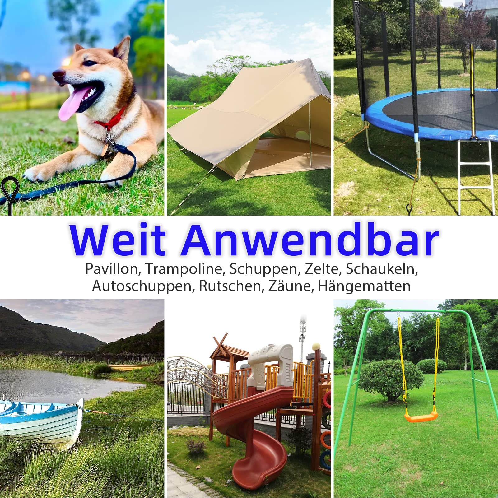 Lot De 4 Ancrages Au Sol Double Hélice 40 Cm Anti-Rouille – Fixation Ultra-Solide Pour Tente, Trampoline, Pavillon, Balançoire
