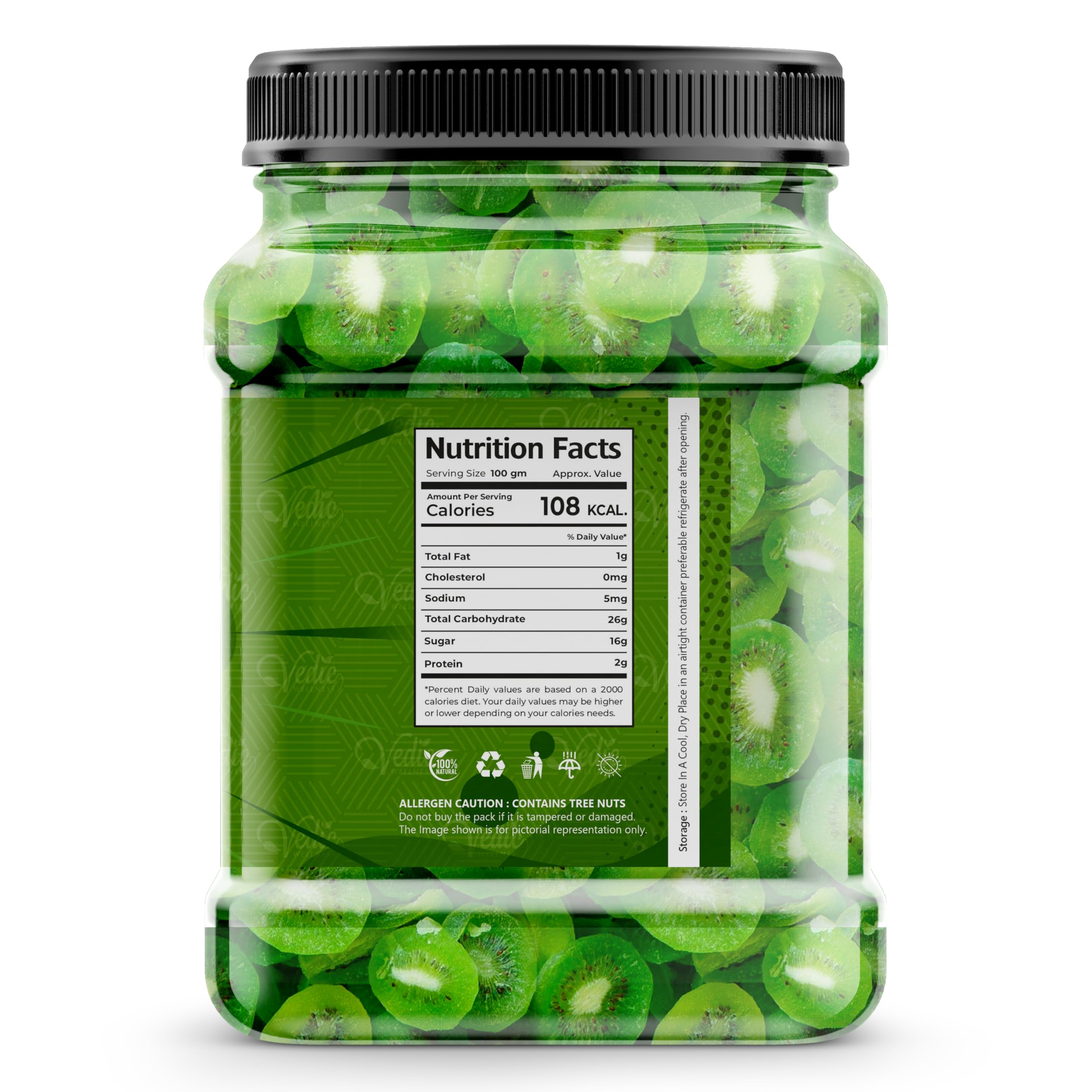 Vedic Wellness Dried Kiwi Slices Dehydrated and Naturally Sweet Rich in Vitamins & Minerals (250g) - Image 2 thumbnail