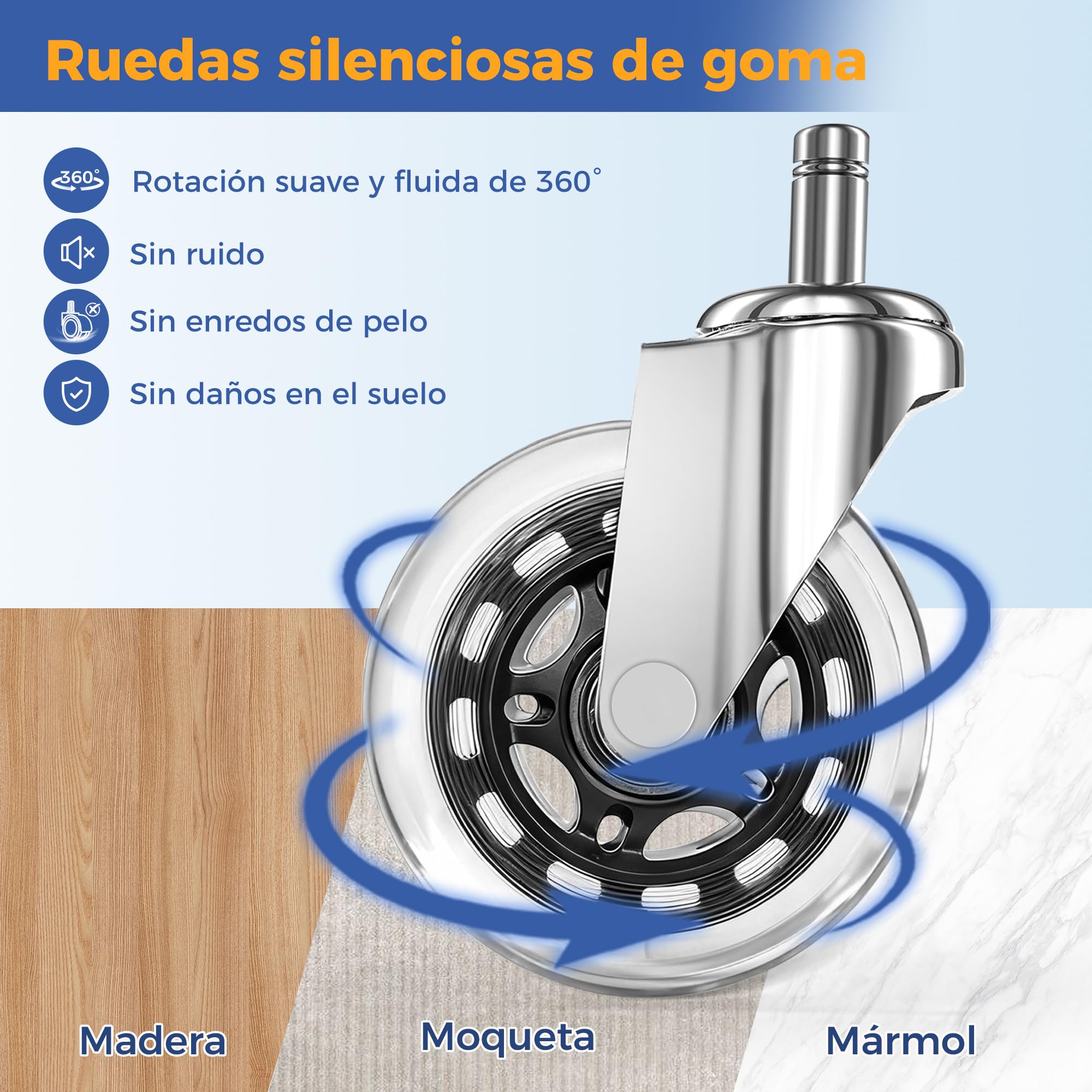 ANWBROAD Taburete con Ruedas, Taburete Giratoria de 360°, Regulable en Altura, Asiento Acolchado,Carga 205 kg, para salón de Belleza, Spas, clínica Negro WSC001B