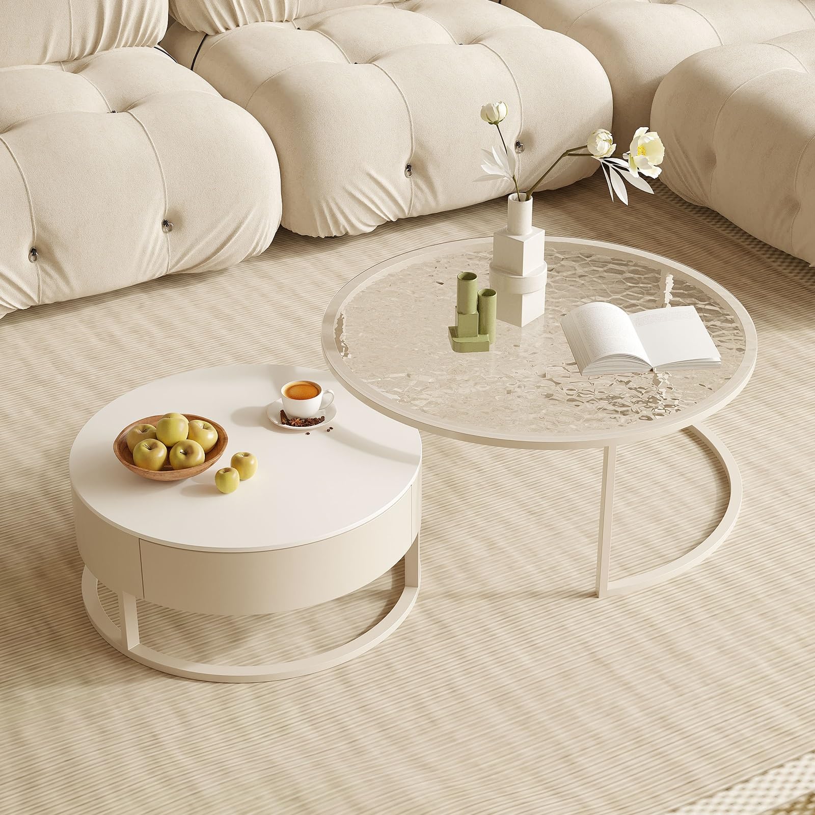 Amazon.co.jp: GQMYCDM リビングルーム用コーヒーテーブル、ラウンド