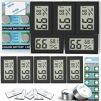 5-Pack Mini Digital Thermometer Hygrometer, Indoor Room Temperature Humidity Meter Gauge Monitor, Large LCD Display Fahrenheit for Greenhouse, Home, Reptile, Humidors, Office, Garden
