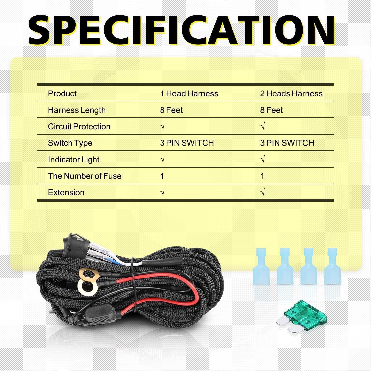 5" Round LED Flood Lights + Wiring Harness Kit