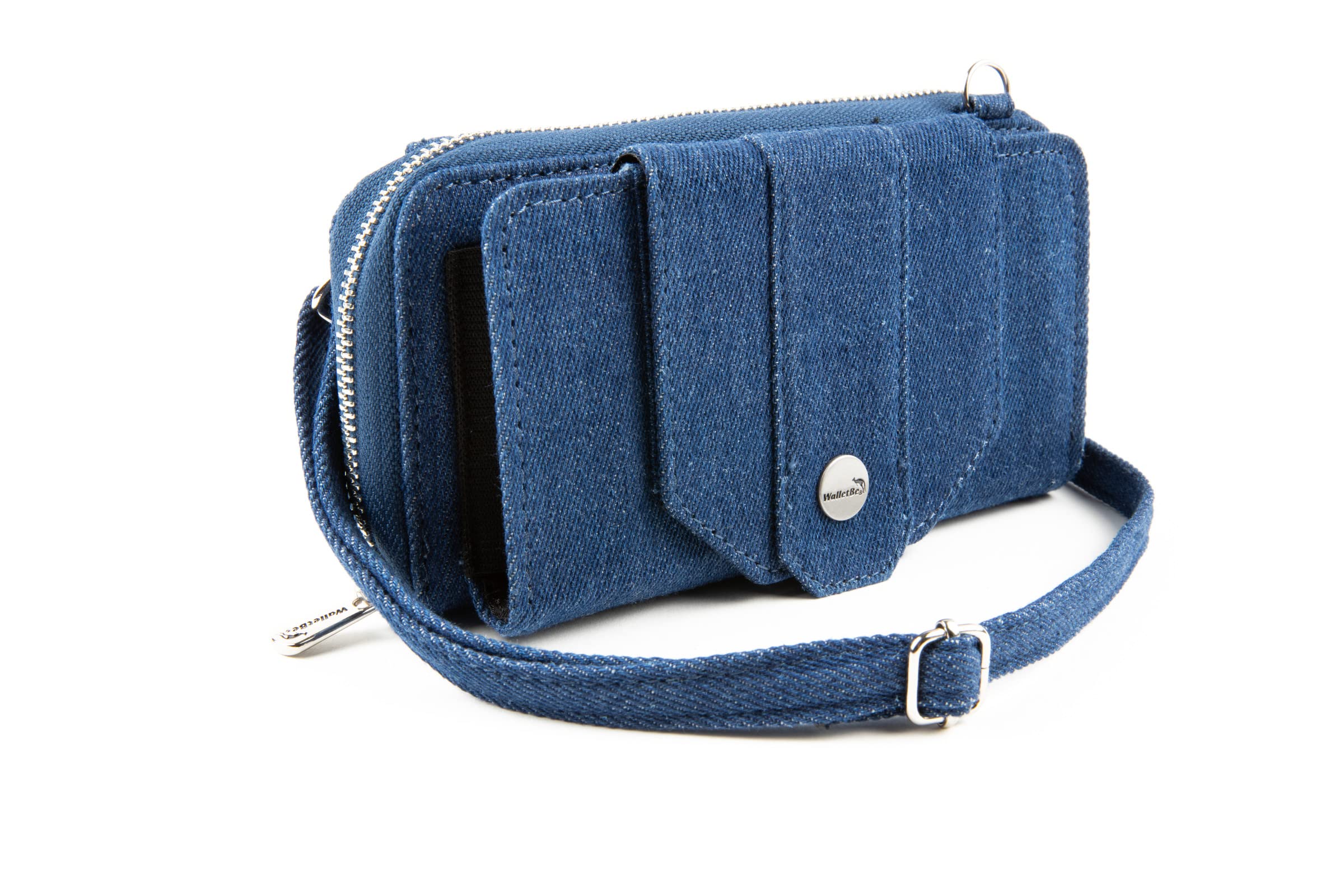 Women's Wallet Crossbody RFID Cell Phone Purse Blue Denim by WalletBe