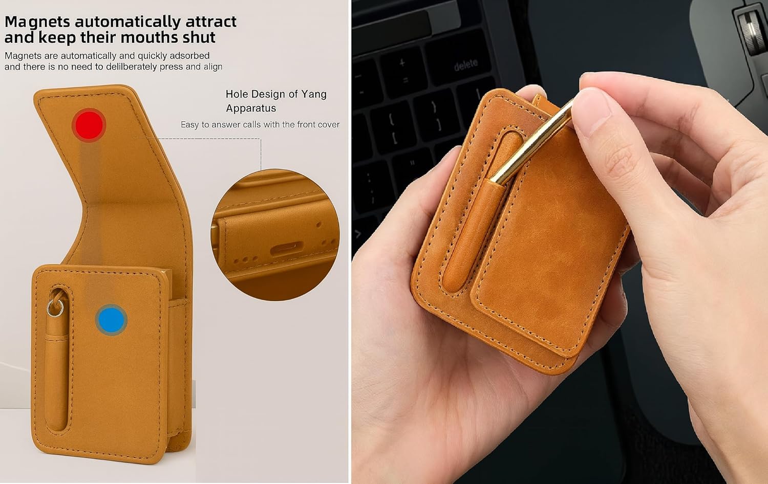 Leather Belt Clip Case with Pen Slot Loop Holder Holster Cover for Motorola Razr 60 Ultra/Razr Ultra 2025 / Razr 60 / Razr+ 2024 / Razr Plus 2024 – Brown