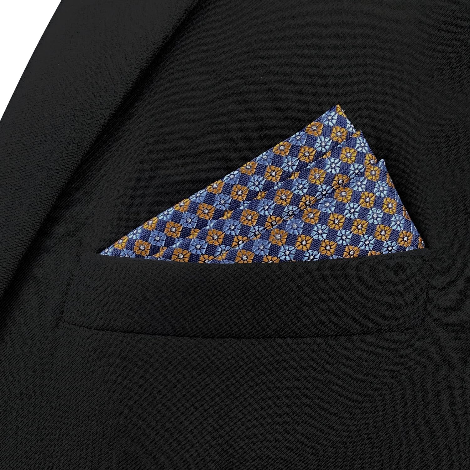 S&W SHLAX&WING Pocket Squares for Men Blue Royal Blue Orange Business Wedding Color Edge