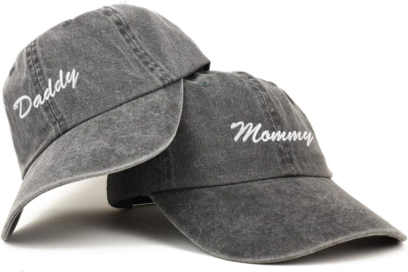 Trendy Apparel Shop Script Mommy and Daddy Pigment Dyed Couple 2 Pc Cap Set