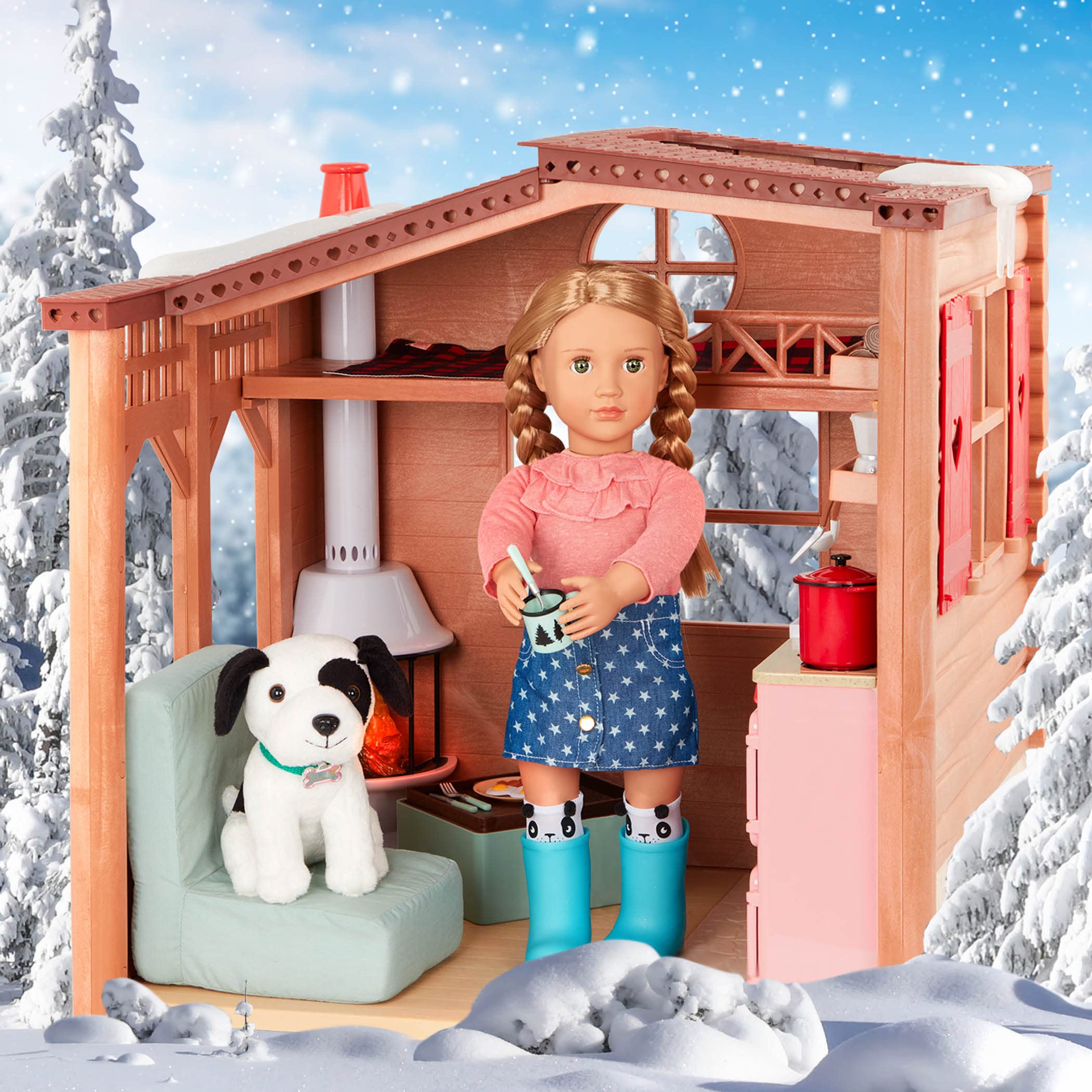 Our Generation - Cozy Cabin 46 cm Doll House - Winter Doll Accessories for Kids Ages 3 and Up, BD37961Z