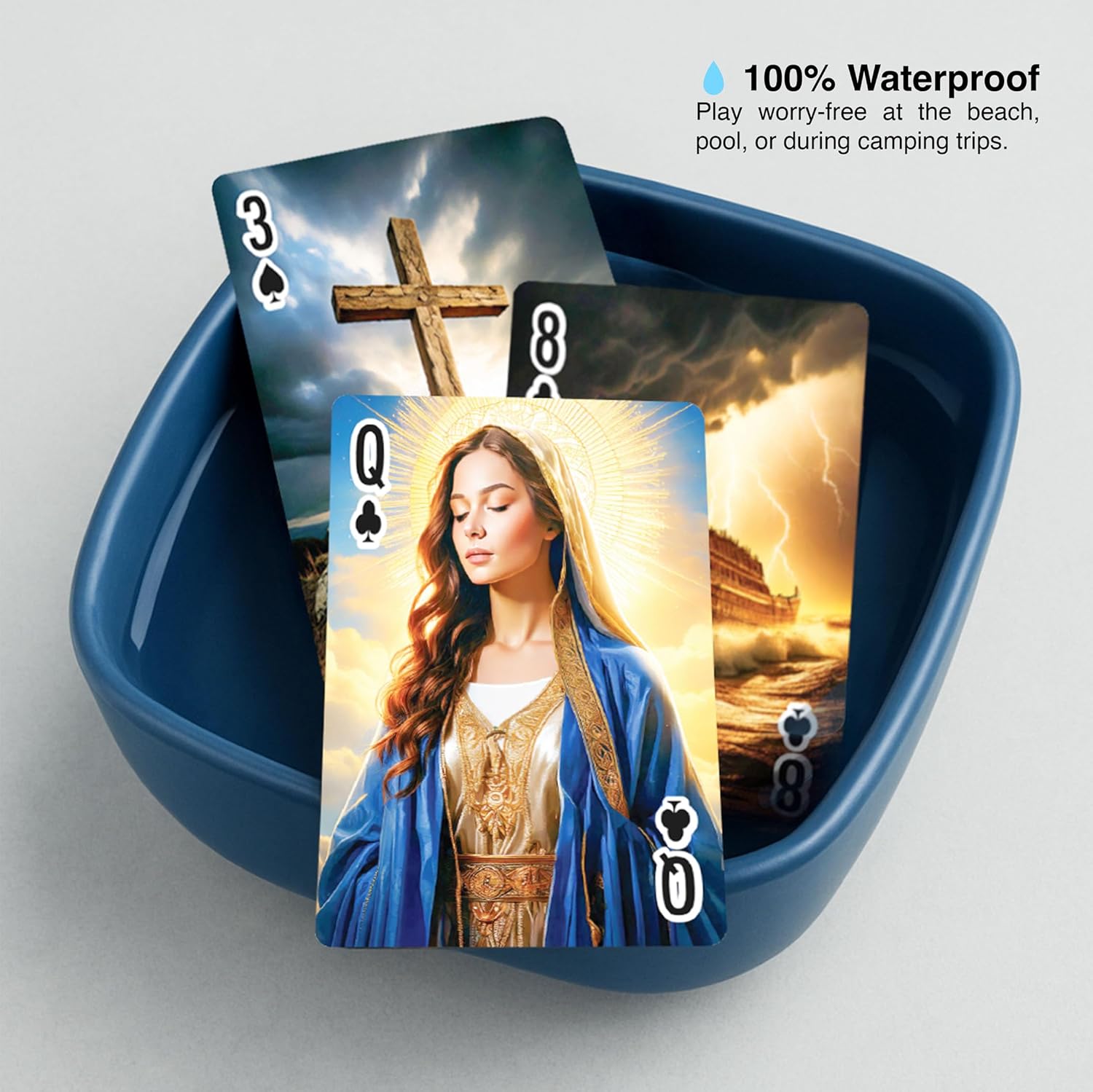 The Christian Deck - Waterproof Playing Cards with Bible Characters | Luxury Black & Gold Plastic Poker Deck | Religious Gift for Men, Women, Church Groups & Family Game Night