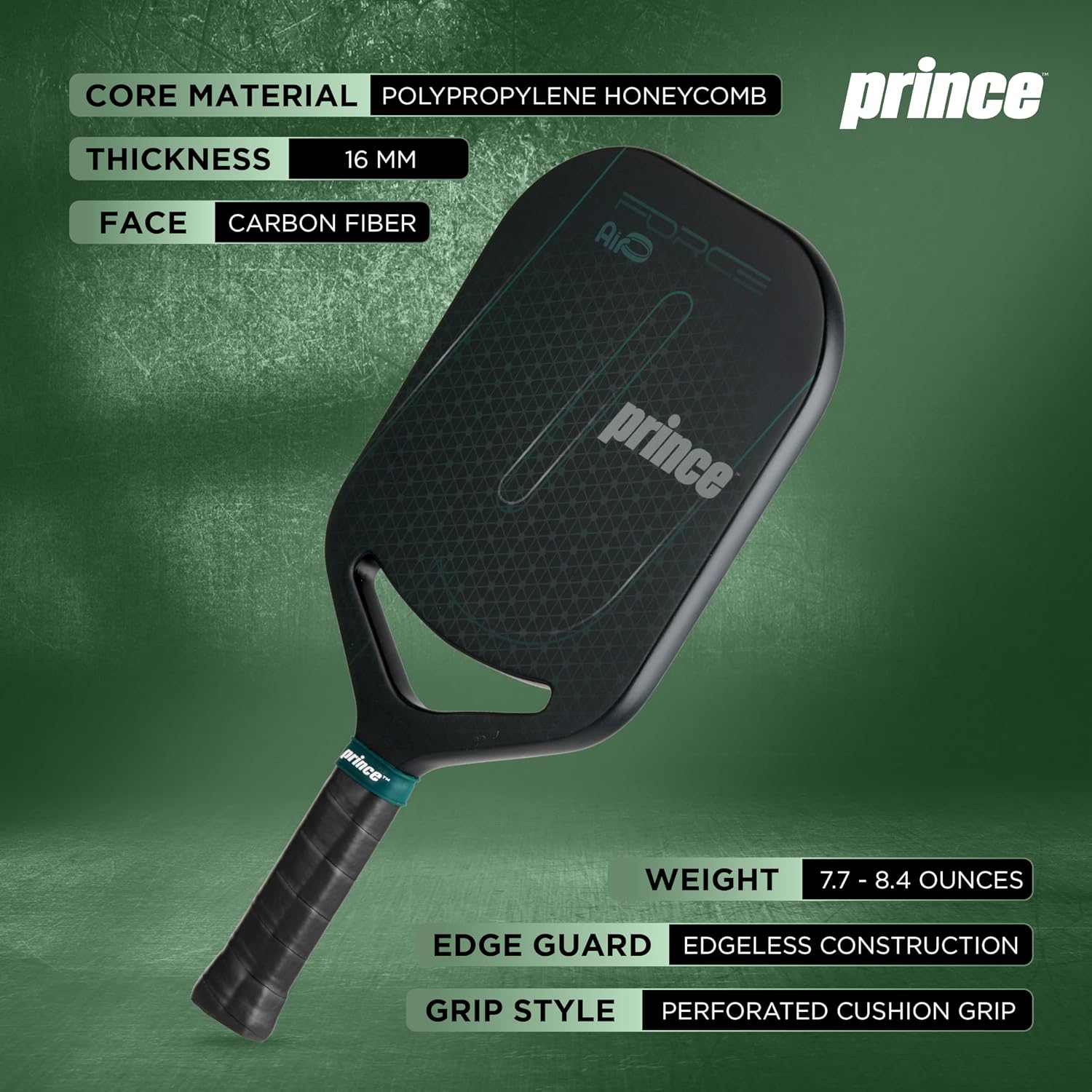 Prince - Force Air-O Pro Pickleball Paddle, Lightweight High-Performance Paddle with Textured Surface for Power and Control, Green image 2