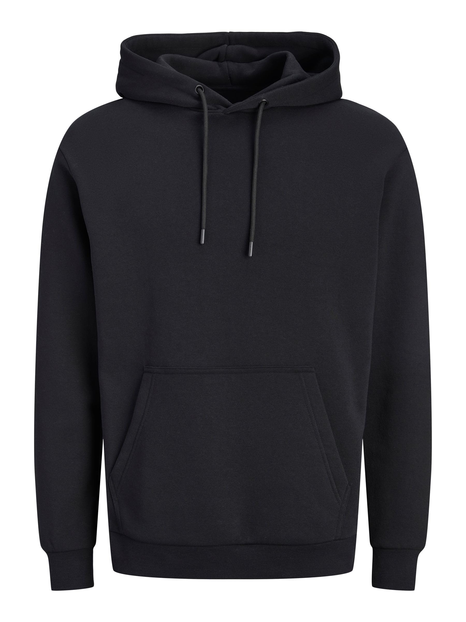 JACK & JONES Felpa con Cappuccio Uomo, Nero, S