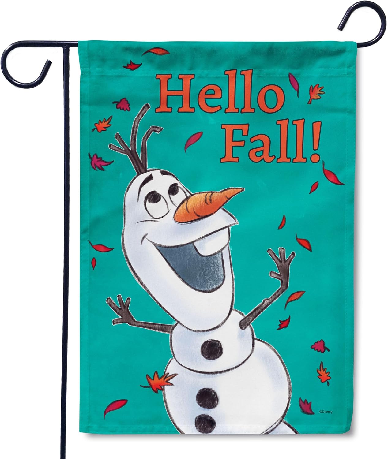 Flagology, Disney Hello Fall Olaf – Garden Flag 12" x 18", Outdoor Flag, Exclusive Premium Fabric, Officially Licensed Disney, Fall, Autumn