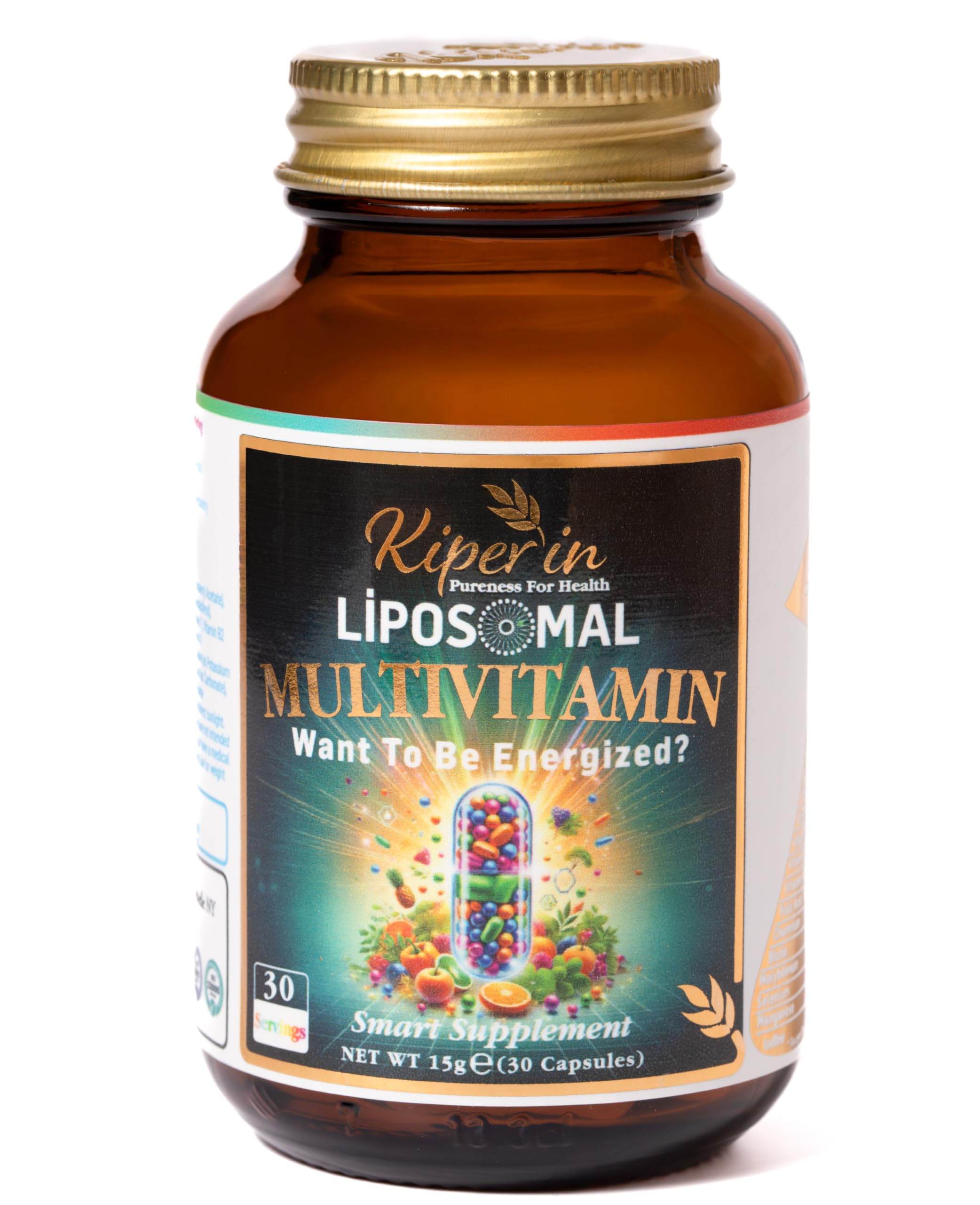 Kiperin Lipozomal Multivitamin Akıllı Takviye | Klinik Olarak Kanıtlanmış | 13 Vitamin & 6 Mineral - Yüksek Emilim: A, C, D3, E, B, K, Biotin, Çinko, Demir. | Enerji, Bağışıklık, Cilt, Saç | 30 Kapsül