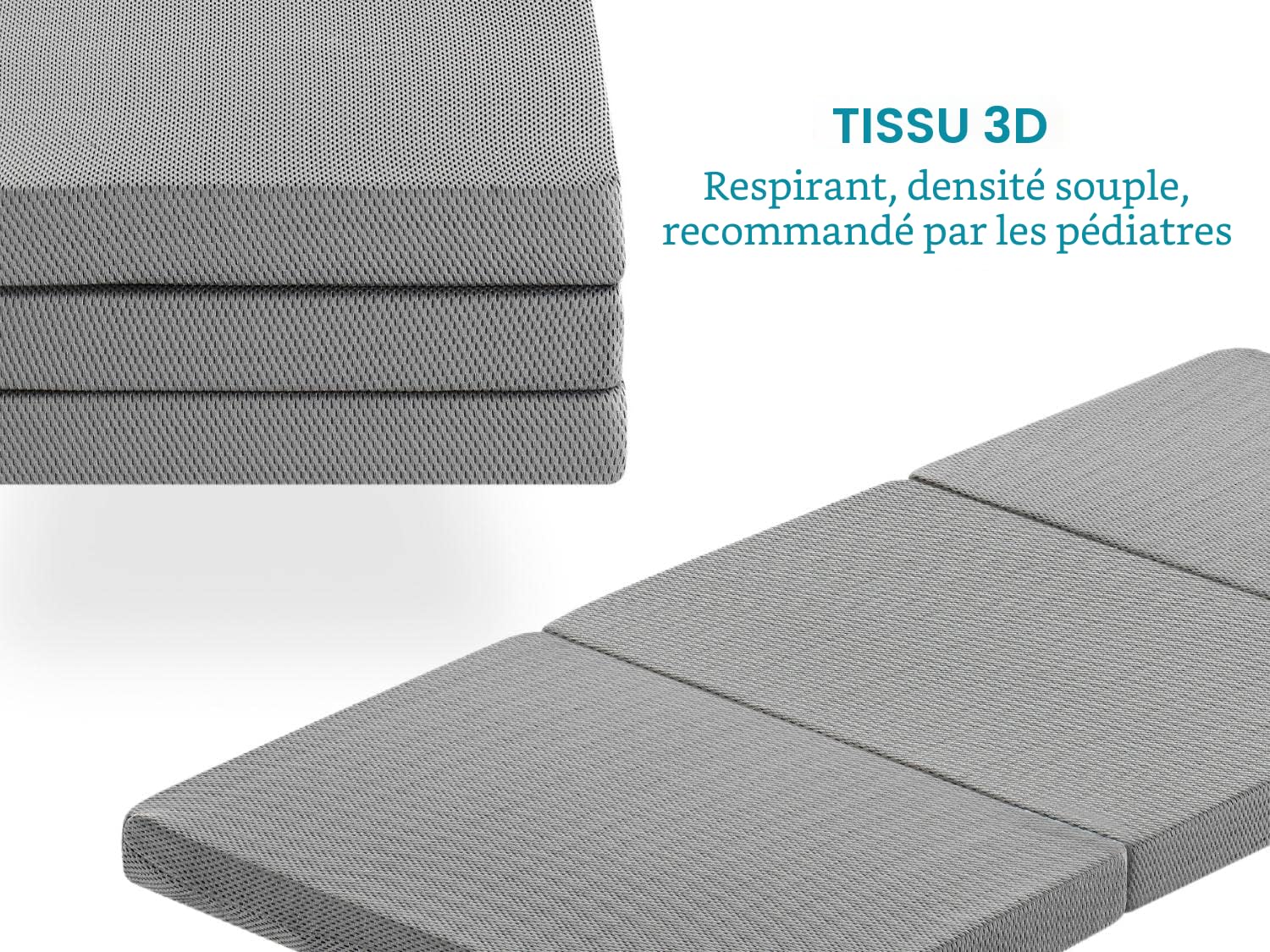 DREAMDI Matelas Pliant pour lit de Voyage 120x60 cm, Matelas en Mousse, épaisseur 5 cm, Pliable, Matelas de Parc pour Berceau, 3 pièces…