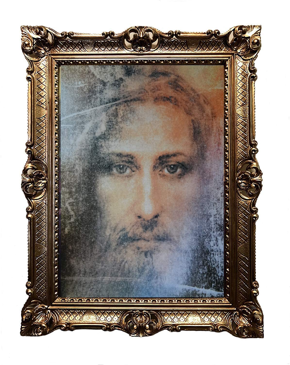 Jesus Christus Gemälde Antik Barock Rahmen Barockrahmen mit Bild Wandbild 70x90cm Kunstdrucke Gemälde Religiöse Bilder Kunst von Heiligen Heiligenbild Retro Repro für Home Büro Praxis Café 58B