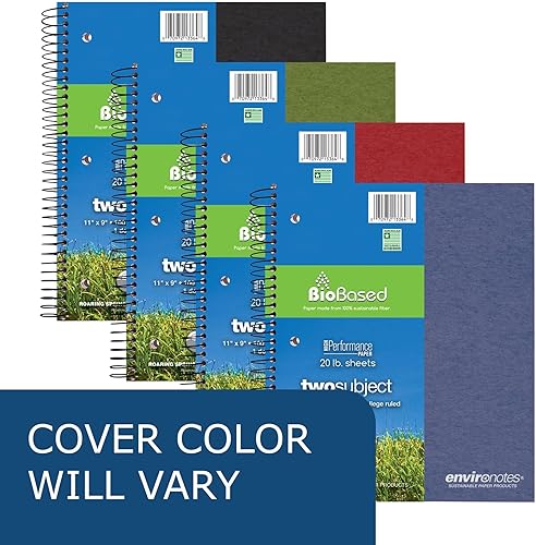 Miniatura 4 de ROARING SPRING Environotes Cuaderno reciclado de 2 materias, 100 hojas de papel de base biológica, 11 x 9 pulgadas, cubiertas de tonos tierra