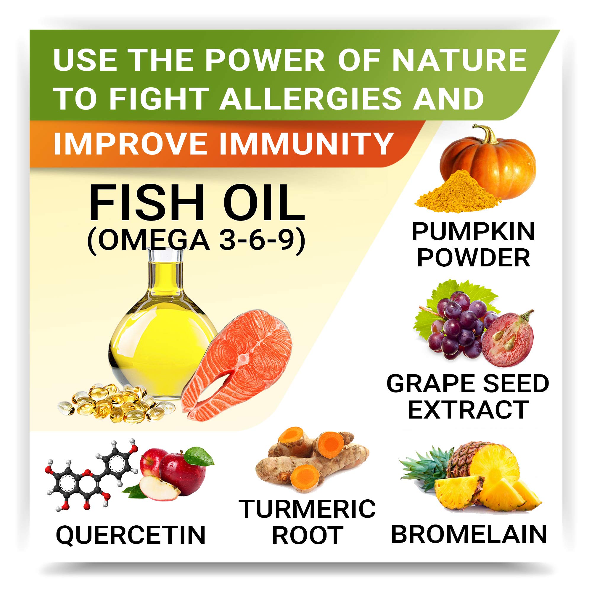 Allergy Relief Dog Treats w/ Omega 3 + Pumpkin + Enzymes + Turmeric