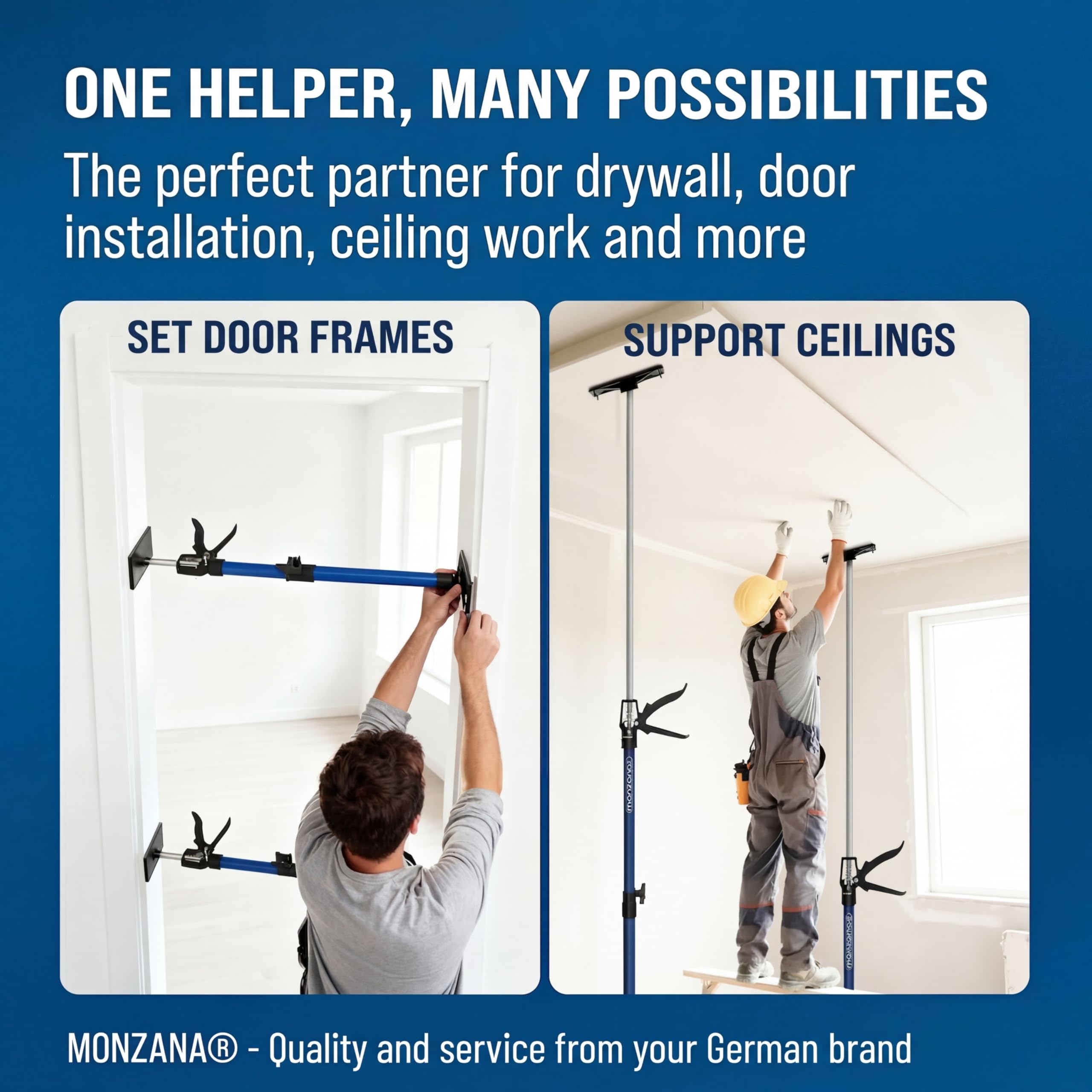 MONZANA® Telescopic Plasterboard Support Props Set of 4 - Heavy Duty Drywall Home Improvement Tools for Plasterboard Fixing and Plaster Board Dry Wall Ceiling Installation — view 4
