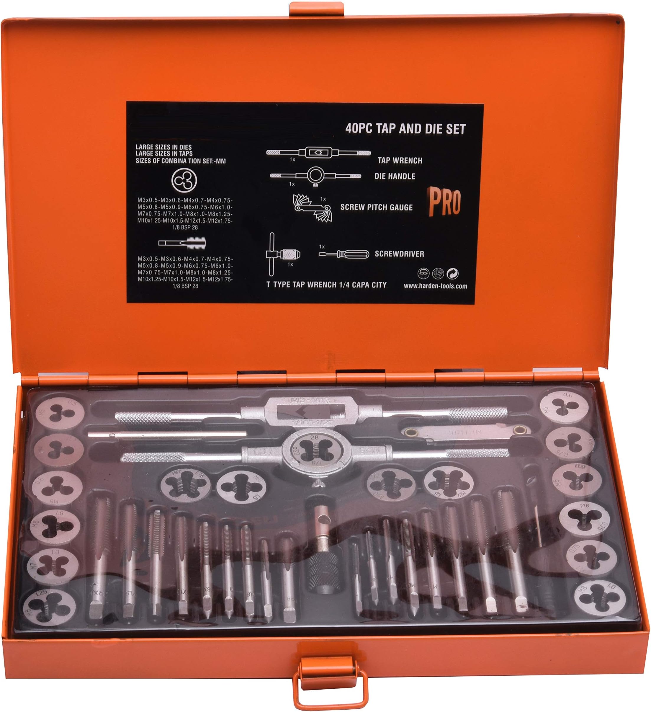 Edward Tools 40 Piece Tap and Die Set Metric Steel Storage Case Pro