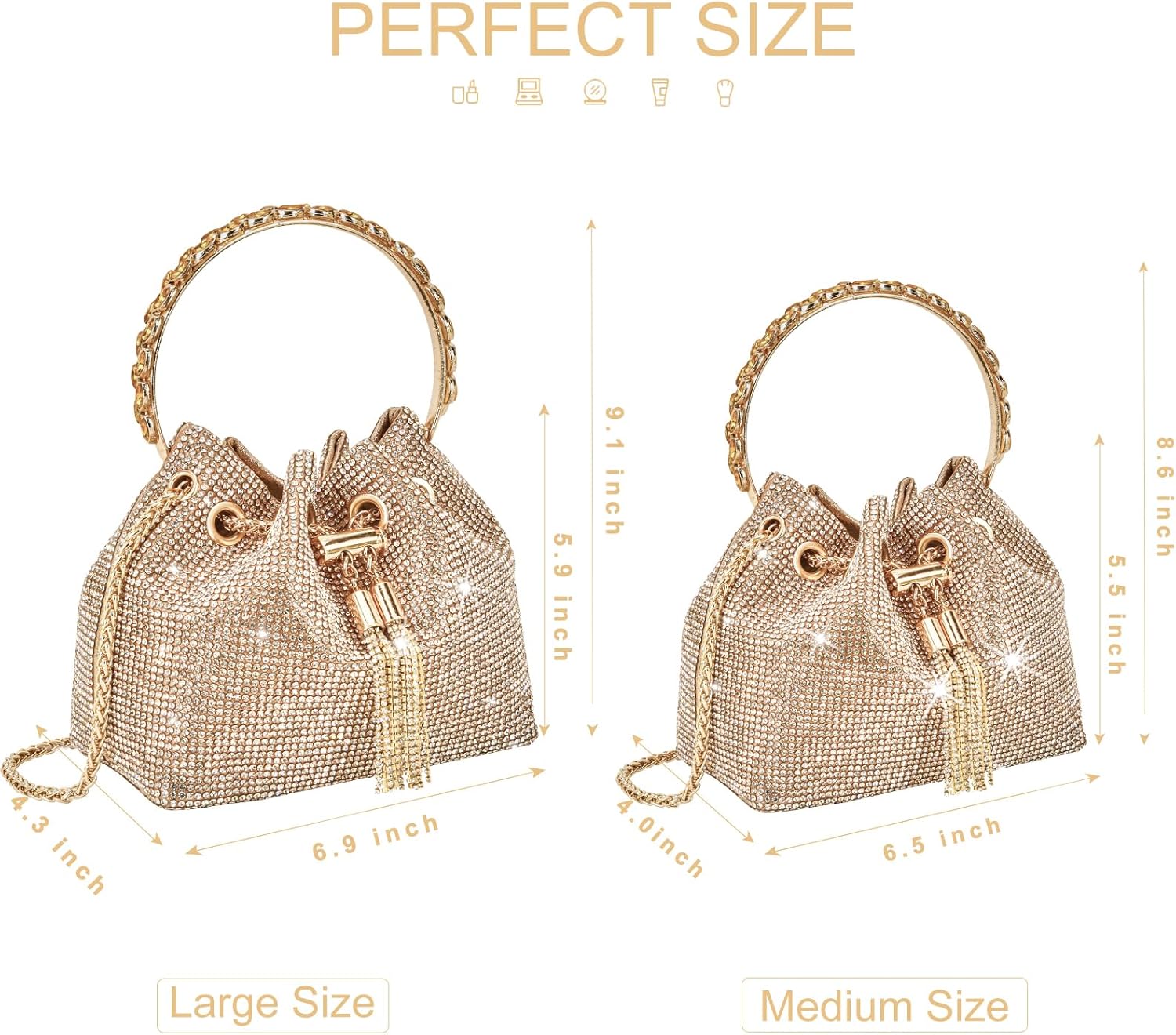 TOPALL Upgrade Rhinestone Evening Bag Bling Purse Sparkly Diamond Silver Clutch Purses for Women Party Club Wedding Prom - Image 7