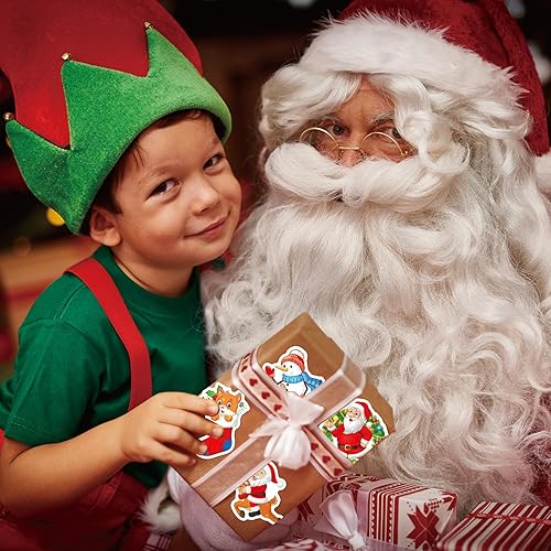 Miniatura 6 de Calcomanías navideñas de Papá Noel, 50 unidades de vinilo kawaii impermeables para fiestas, regalos para tarjetas, botella de agua, guitarra,
