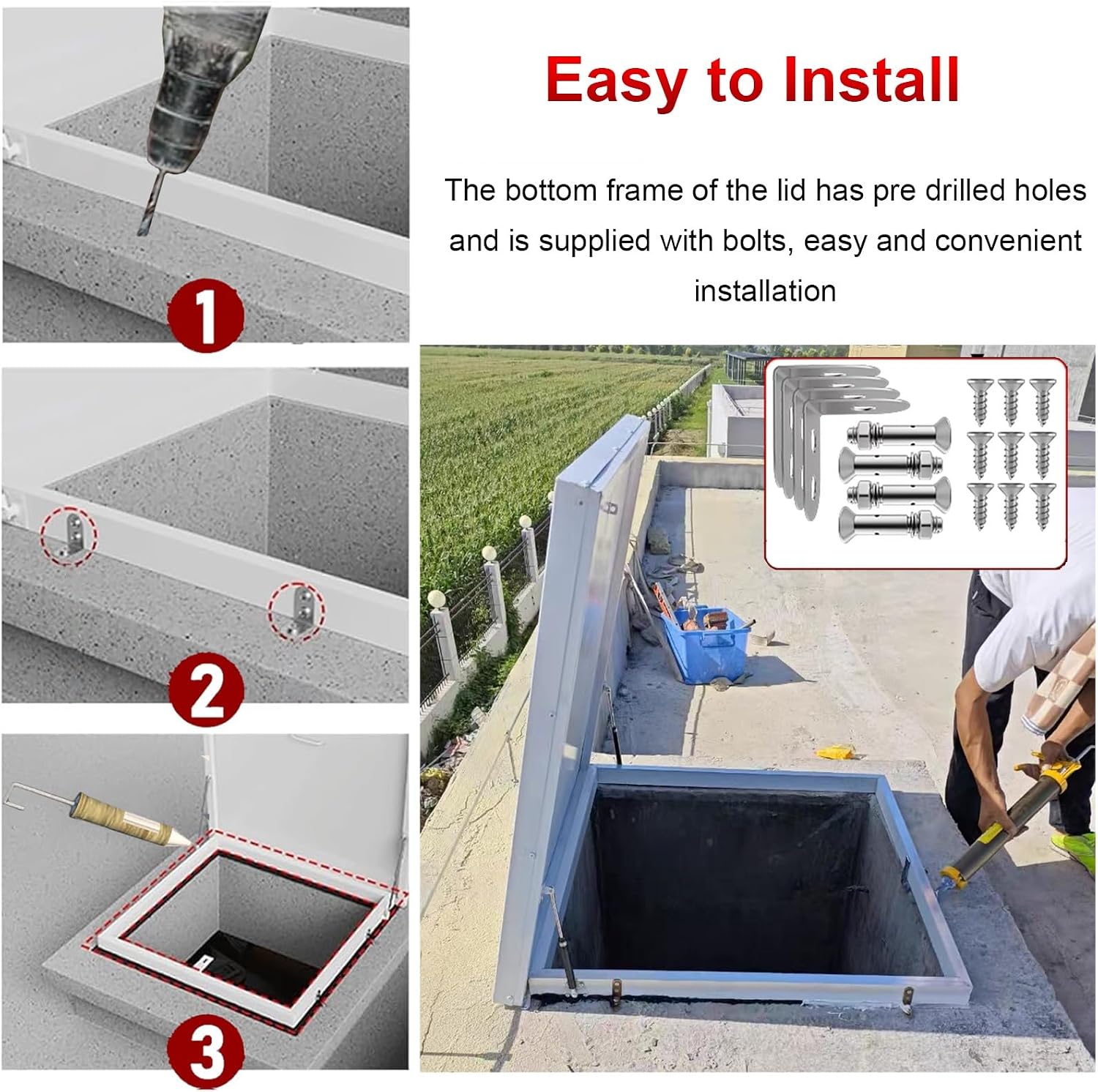 Heavy Duty White Ceiling Hatch with Hasp Latch & Gas Shock Strut, Large Roof Access Door, Manhole Cover Plate for Repairs (33.5x25.6in/85x65cm)