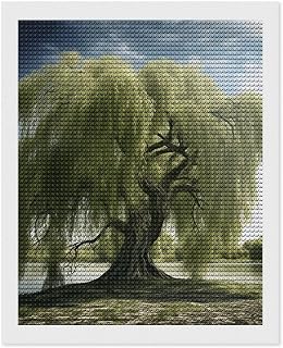 PNOMEDPKJ 5D Diamond Art Painting Kits Willow Tree Round Diamond Art for Adults Wall Decor