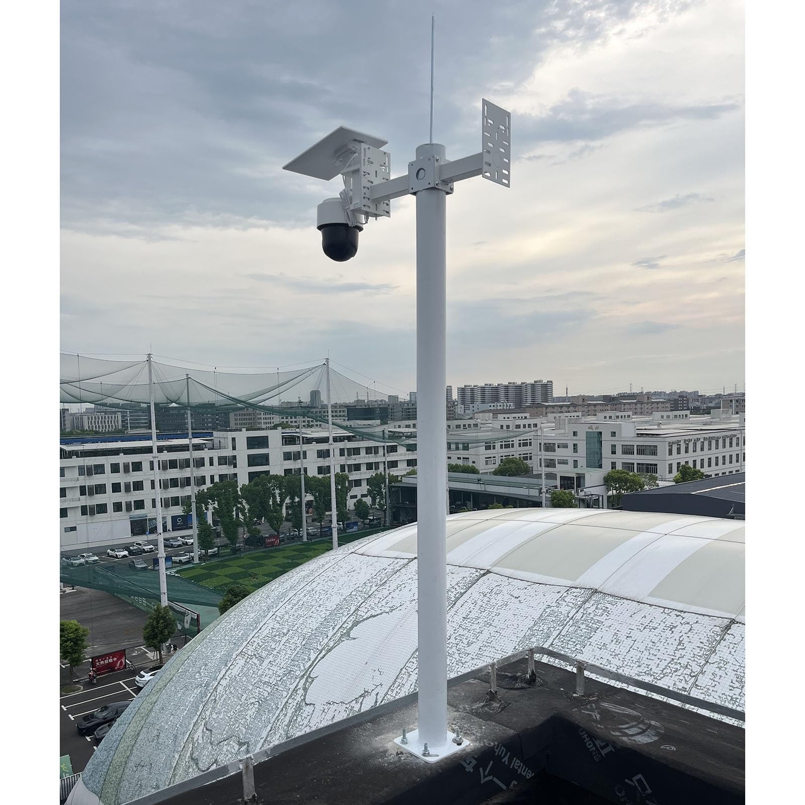 SRNSAEB Kamera Masthalterung Bodenstehender Überwachungskamerapfosten, Abnehmbarer Befestigungsmast für Sicherheitskameras, extra hohe Masten für Außenkameras/Solar/CCTV/Straßenlaternen(5.0m/16.4')