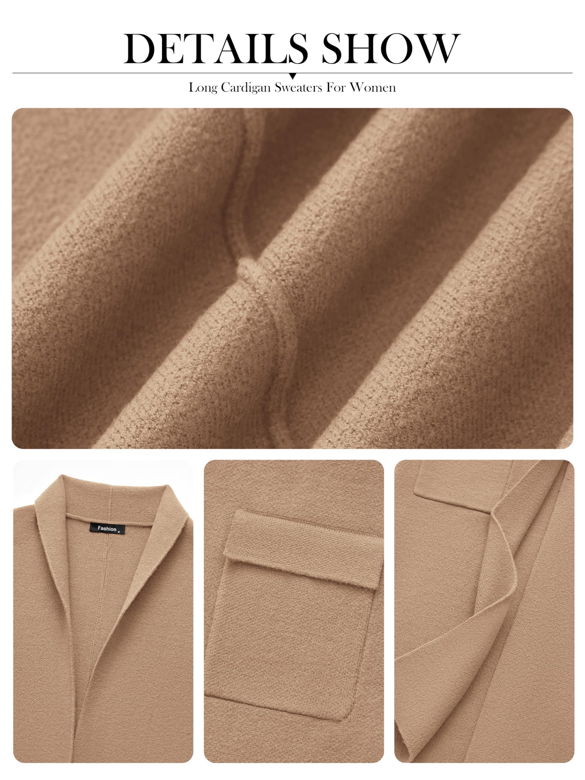 MASCOMODA Cárdigan largo con frente abierto para mujer, a la moda, para otoño e invierno, suéter de gran tamaño, abrigos de punto, chaquetas de abrigo