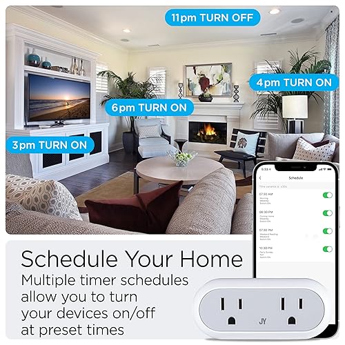 Miniatura 4 de Eyely GLP1002A Smart Dual Plug, no requiere concentrador, control remoto de aplicación WiFi, Alexa, compatible con Google Home Assistant