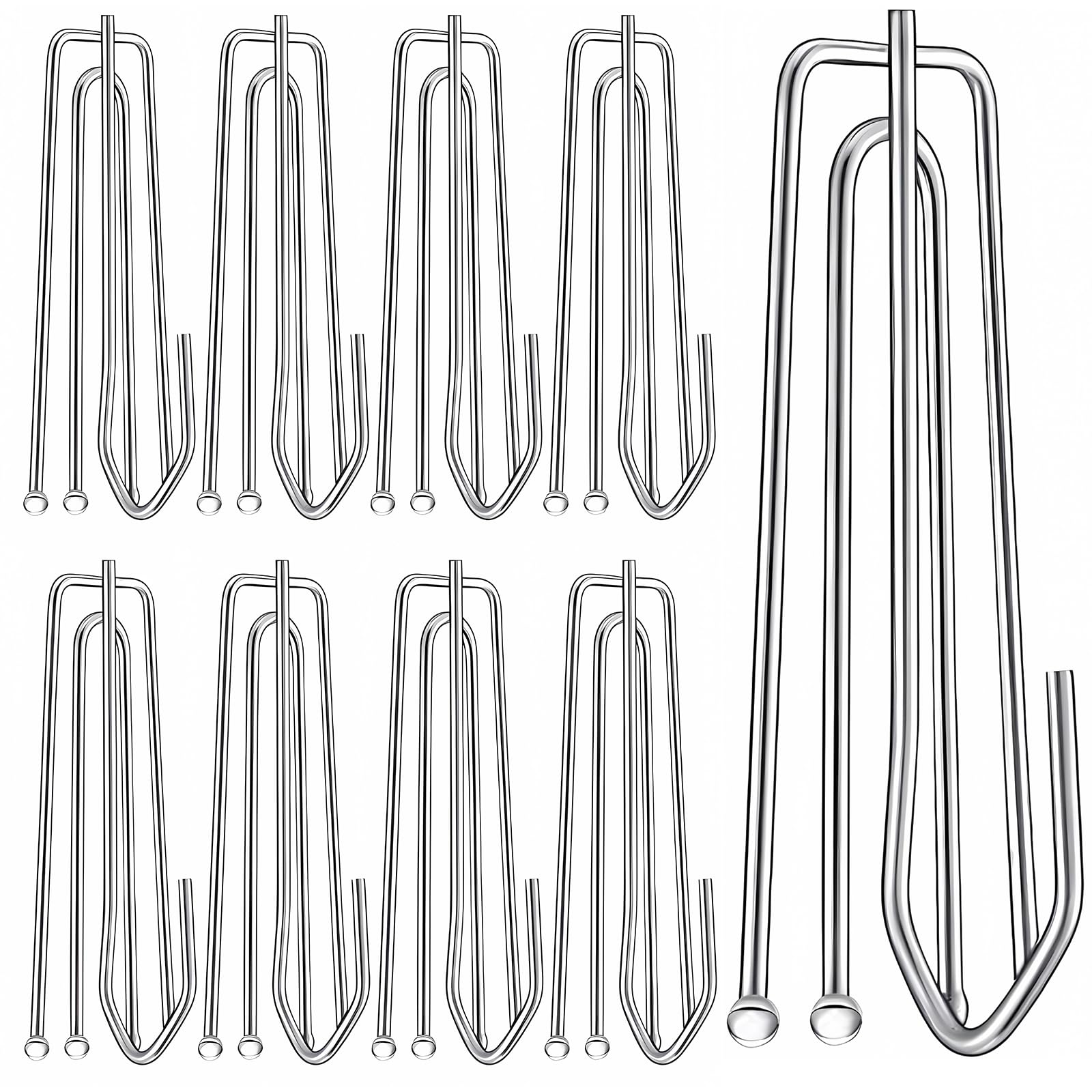 60pcs Ganci Per Tende In Metallo Ganci Per Tende A 4 Forchette A Binario Ganci Per Tessuti Per Tende In Acciaio Inox Adatto Per Tende Appese E Piste Da Tenda