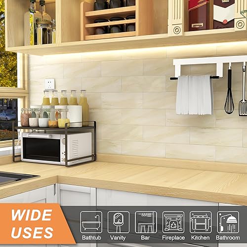 Miniatura 3 de VAOVI Azulejos de cocina para salpicaduras de despegar y pegar, calcomanías de pared de baño, azulejos de mármol para salpicaduras individuales,