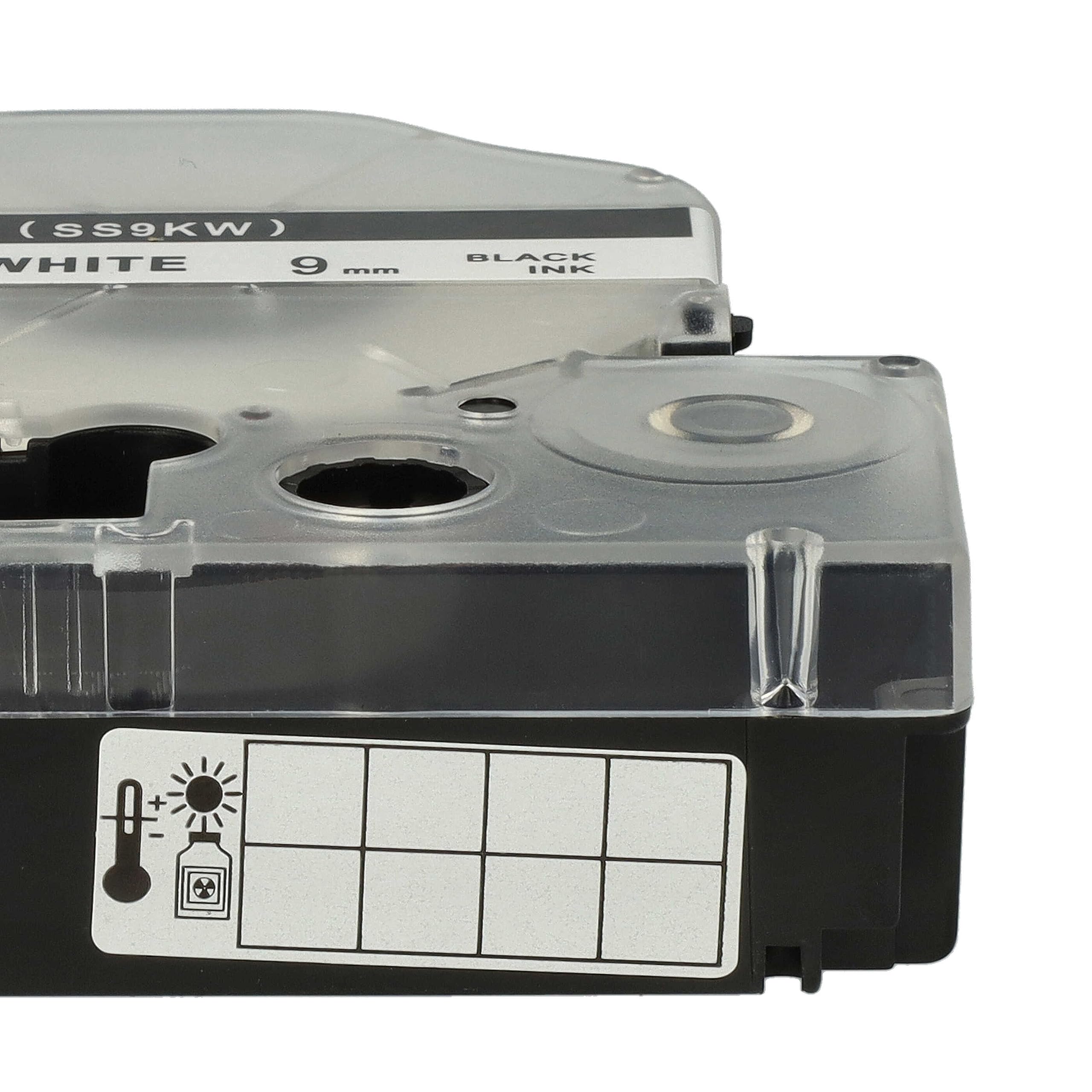 vhbw 50 x zamiennik taśmy do drukarki etykiet Epson LC-3WBN do drukarki etykiet 9 mm, czarny na białym tle