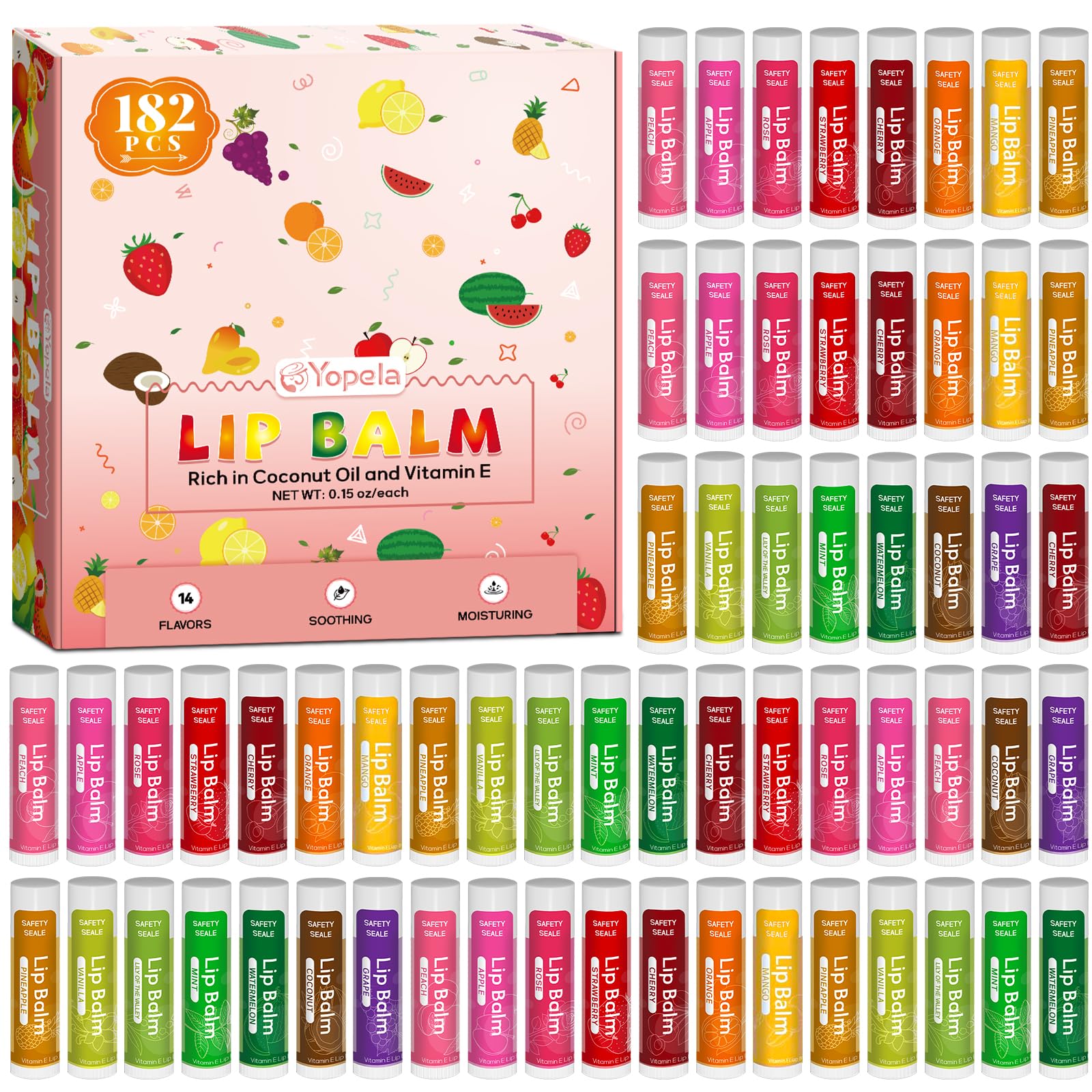 Yopela Natural Lip Balm with Vitamin E and Coconut Oil