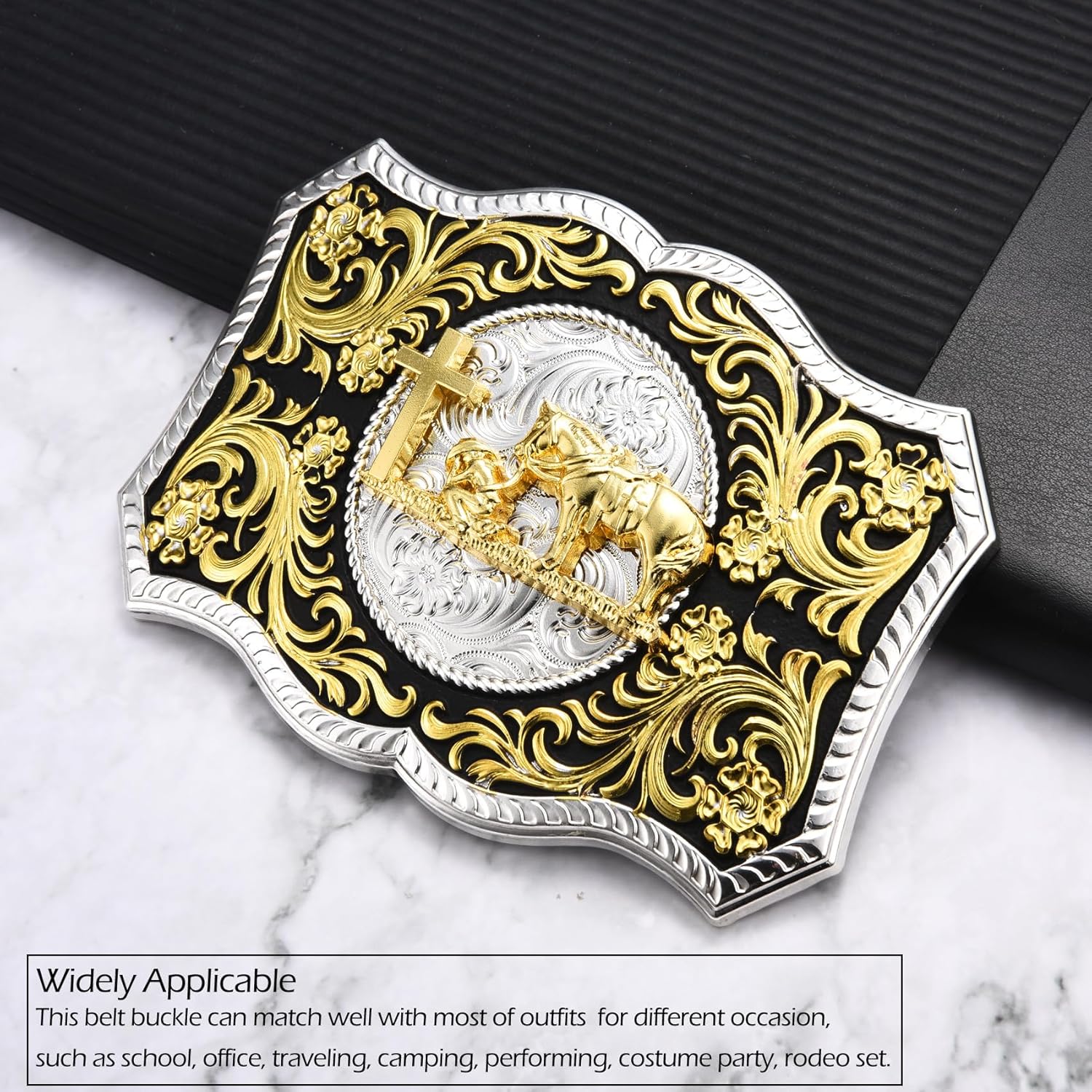 Western American Belt Buckle for Men Golden Floral Scorpion Horse Rooster Belt Buckles Men Western Cowboy - Image 3