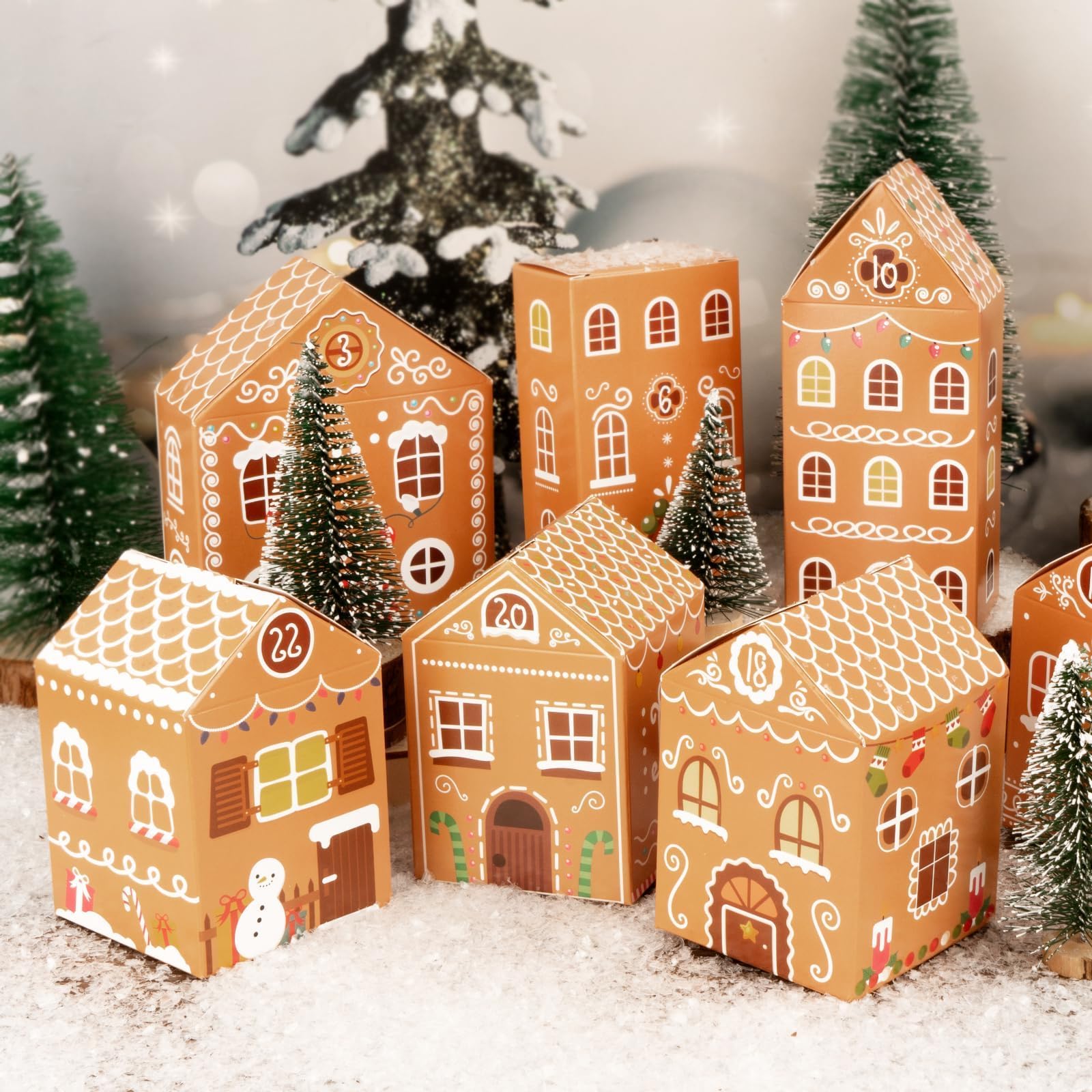 BOFUNX Calendario Adviento Navidad 24pcs Cajas Papel Regalo Decoración Navideña
