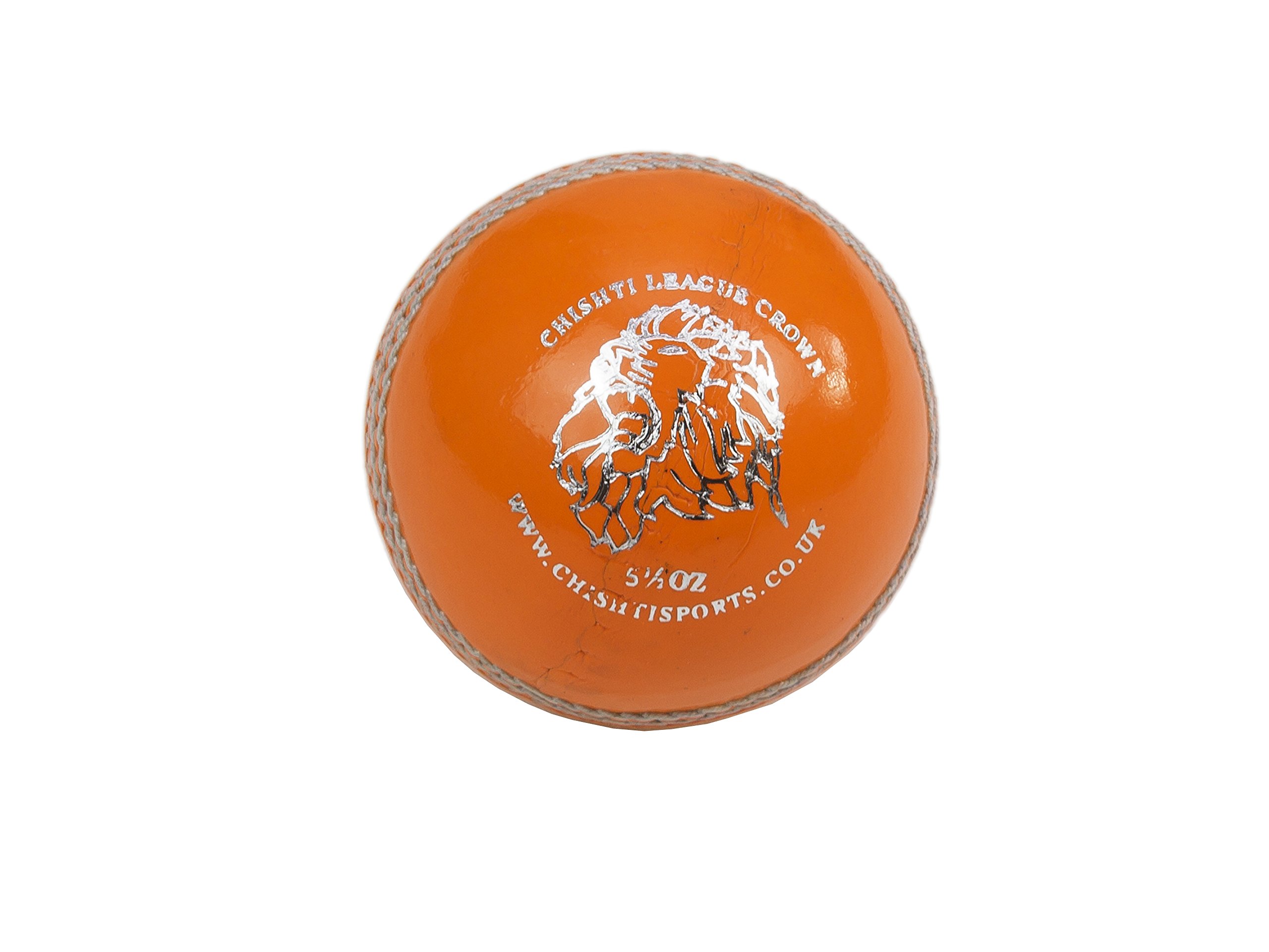 Chishti Cricket-Bälle, Leder, handgenäht, für Senioren, hochwertig, Gewicht 155 g, Orange, 6 Stück