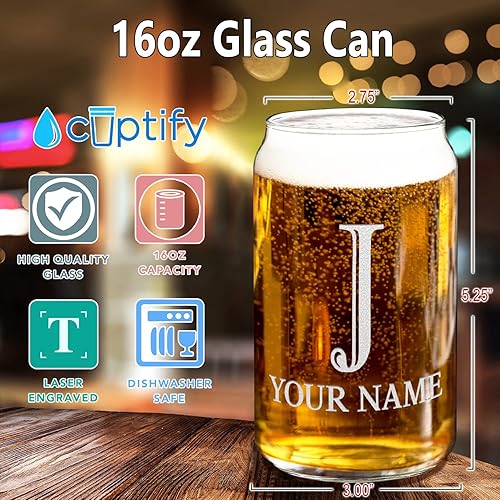 Miniatura 3 de Vasos personalizados con monograma de letra J grabados en la letra J de 16 onzas grabados para cerveza regalo único de cumpleaños para amigos