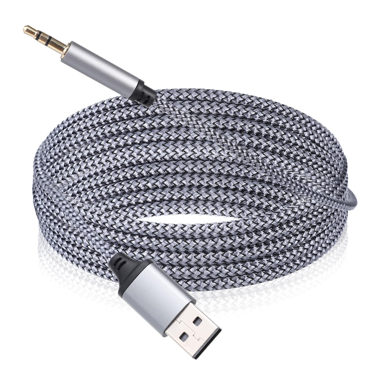 Adattatore da USB a jack audio da 3,5 mm, cavo audio AUX da 3,5 mm, cavo audio stereo, convertitore AUX intrecciato in nylon per cuffie, altoparlanti, PC, laptop, non applicabile per ricarica