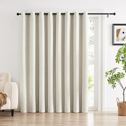 Miniatura 18 de Cortinas 100% opacas para dormitorio, cortina opaca de lino estilo granja de 84 pulgadas de largo, juego de 2 paneles, cortinas de ventana con
