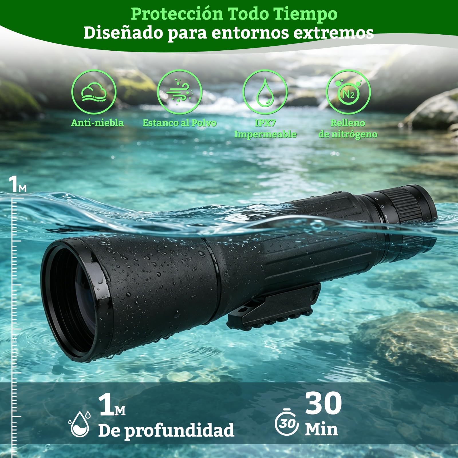 Telescopio Terrestre con trípode12×62 Impermeabile para Caza | Cannocchiale da Osservazione,HD FMC BAK4 Telescopio Terrestre para Tiro al Blanco, Observación de Aves,Vida Silvestre