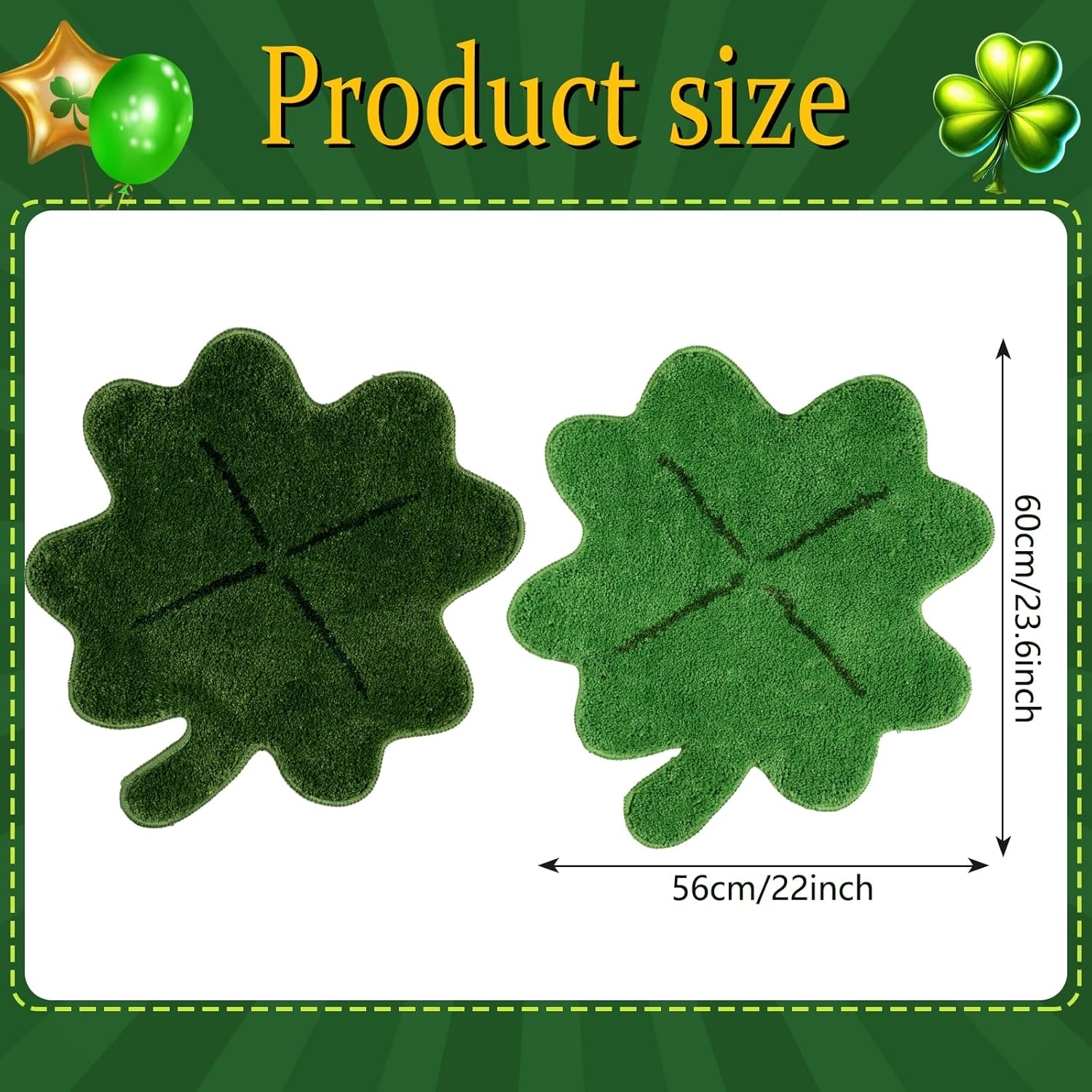 Shemilly 2pcs 22x23.6 Inch St. Patrick's Day Shamrock Bathroom Rugs Set,Lucky Clover Soft Absorbent Bath Rug Non Slip Washable Bathroom Mat for St. Patrick's Day Home Decor Indoor Bath Mat