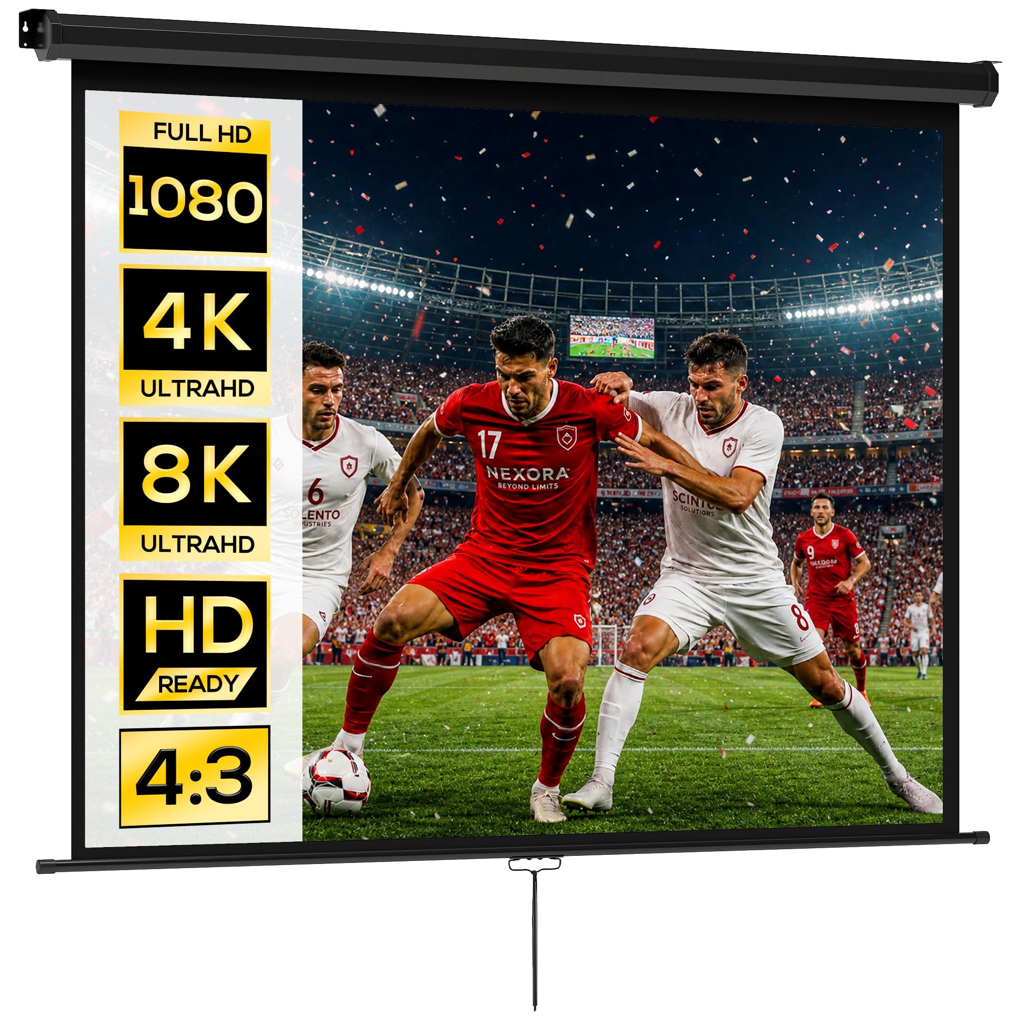 HOMCOM Beamer Leinwand 171 x 128 cm 84 Zoll 4:3 HD 4K Projektionsleinwand Rollo-Leinwand für Heimkino Büro-Präsentationen