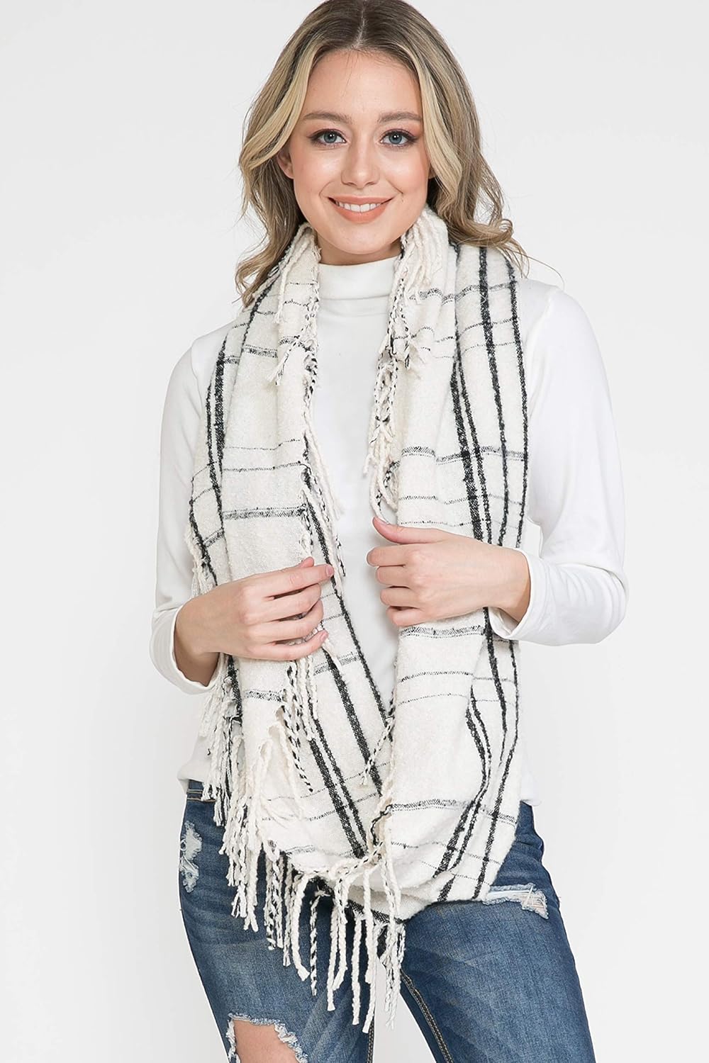 BASICO Fall Winter Scarfs for Women Plaid Infinity Scarf for Cold Weather Circle Loop Scarves - Image 3