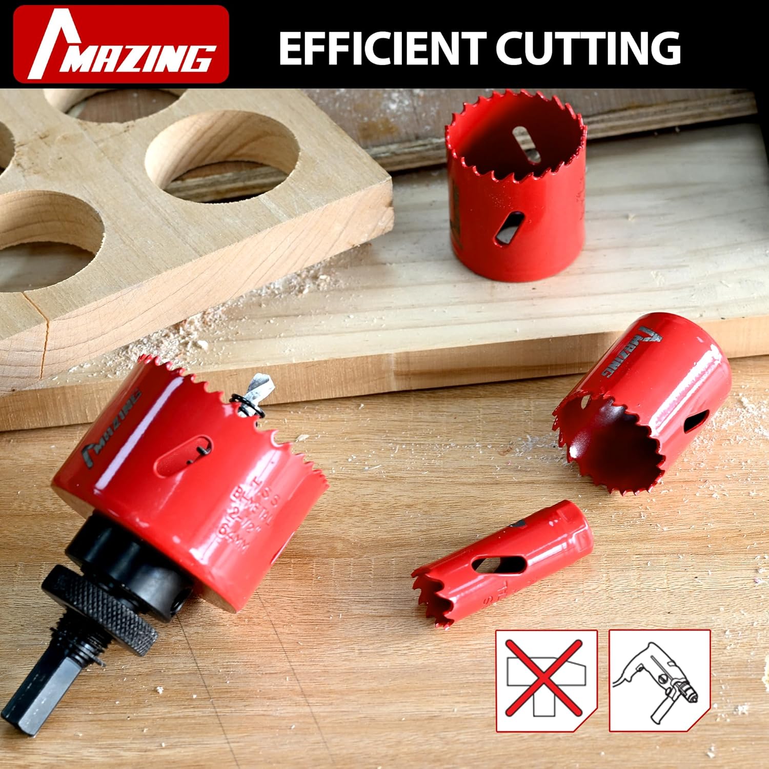 MAZING 26PCS Bi-Metal Hole Saw Kit, Hole Saw Set with 3/4" to 2-1/2" (19mm-64mm) Saw Blades, Hole Cutter with Carrying Case, Ideal for Steel, Aluminium, Wood, PVC