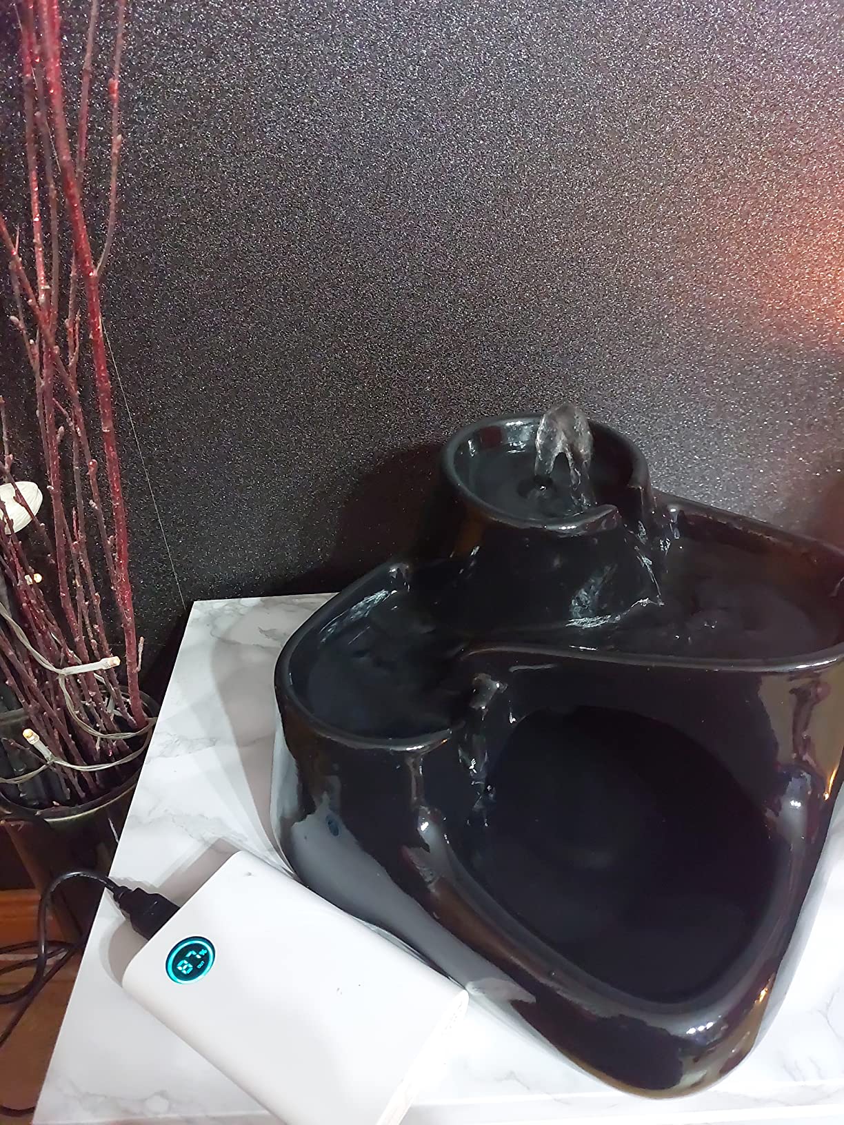 Miaustore Mini Ceramic Cat Water Fountain Ultra Quiet, Easy Clean