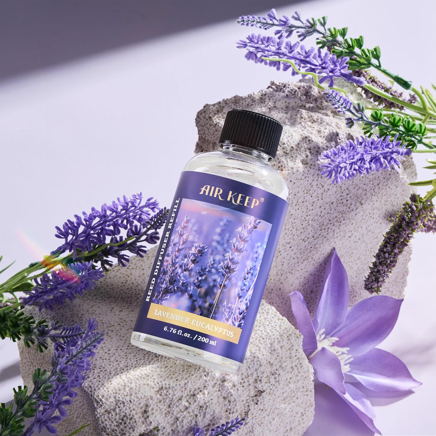 Airkeep Reed Diffuser Oil Refill with Diffuser Sticks, 6.76 Fl Oz(200ml) Lavender Eucalyptus Cotton Scented Oils, Aroma Therapy, Home Fragrance & Air Freshener, Office Décor, Decoration - Image 4