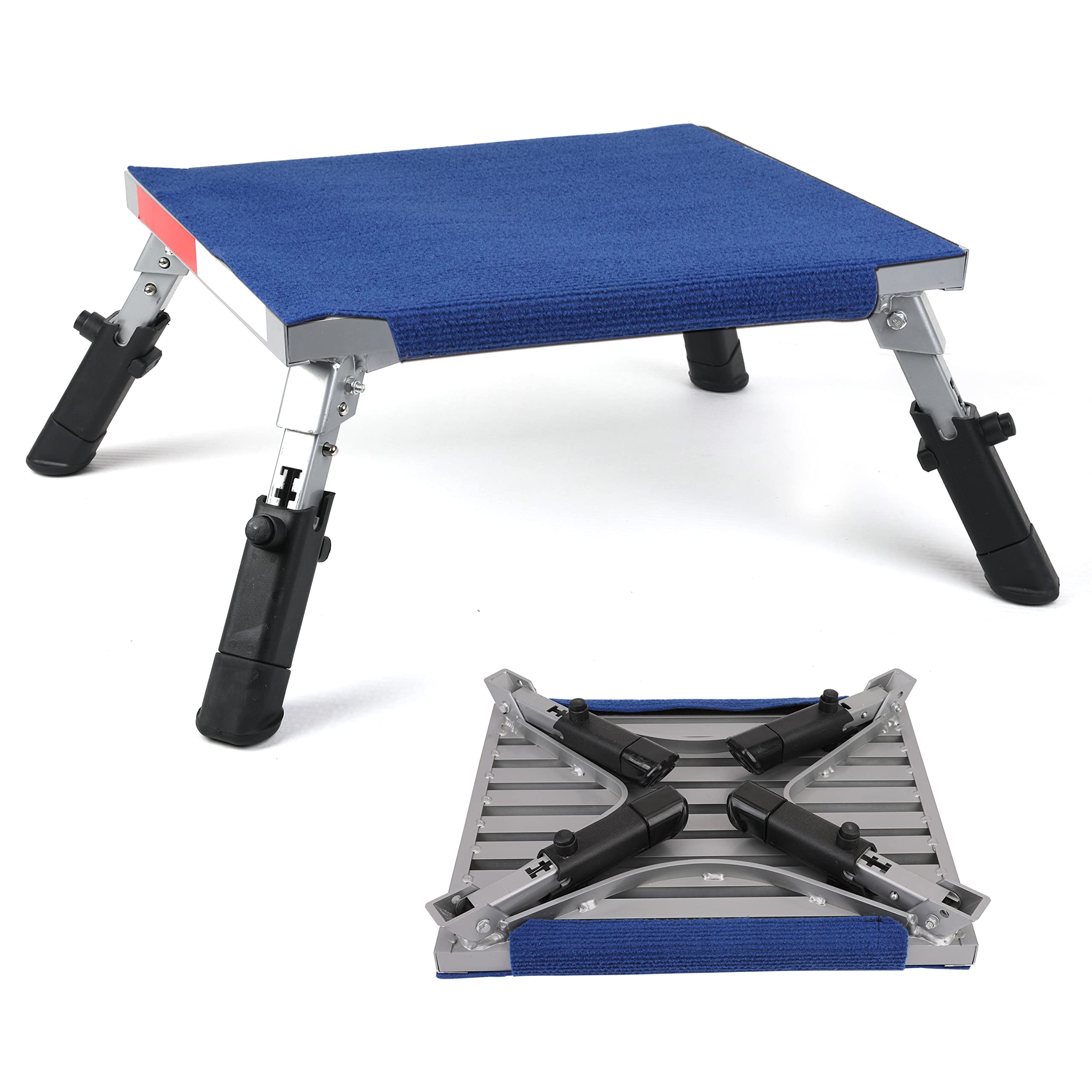 PR1ME Safety RV Steps, 19" x 14.5" Extra Large RV Step Stool with Glow, Camper Step Stool, Non-Slip Folding Step Stool and Ladder for RV, with 100% Polyester Step Rug RV Stair Cover, Up to 600lbs