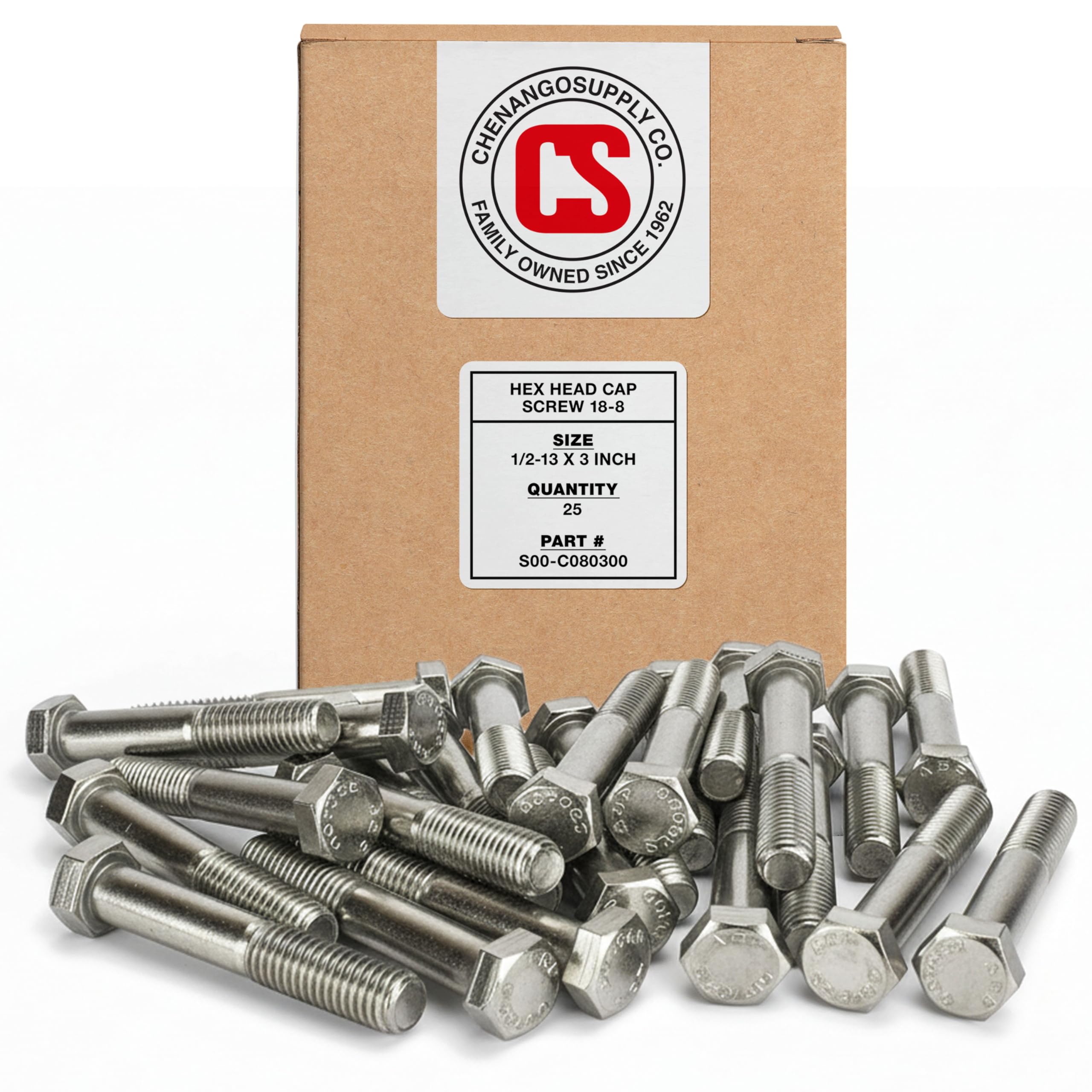 Tornillos de cabeza hexagonal de 1/2 para reparaciones del hogar y montajes náuticos, 25 pzs 8