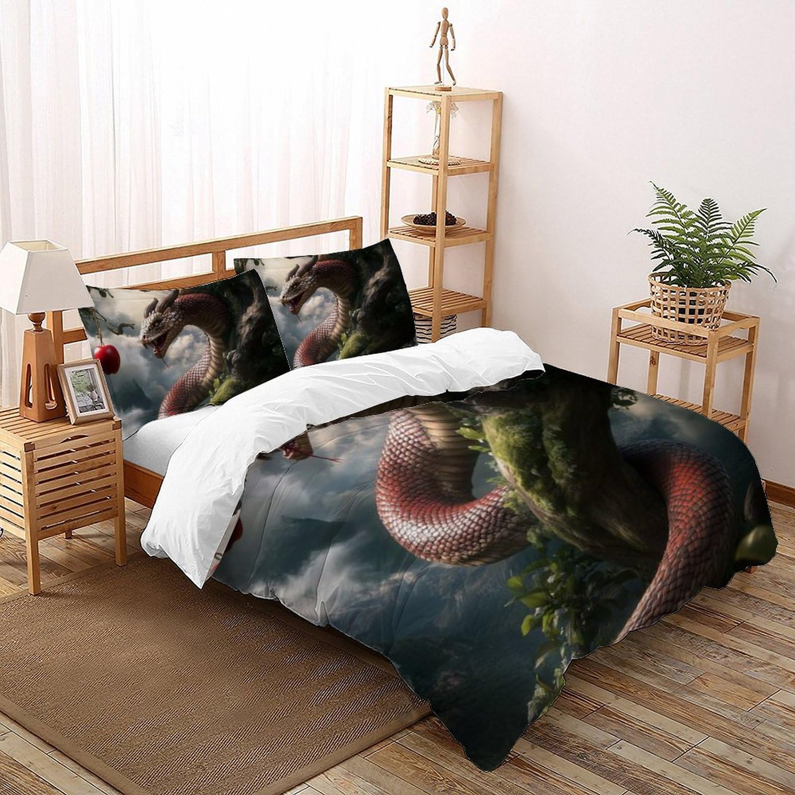 Housse de couette python géant literie animaux imprimé 3D